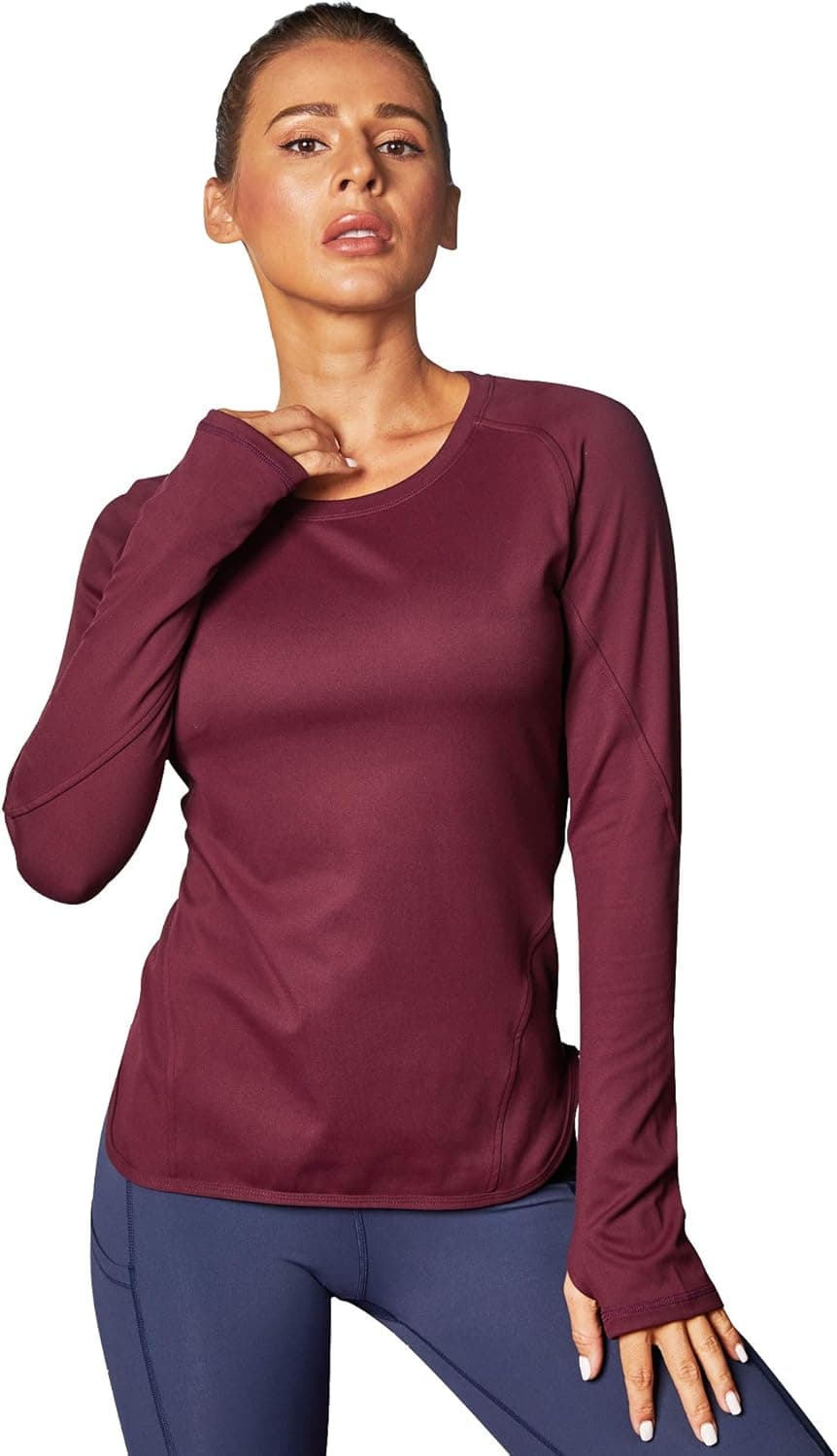BATHRINS Women Long Sleeve Mock Turtleneck Thermal Underwear Wine Red