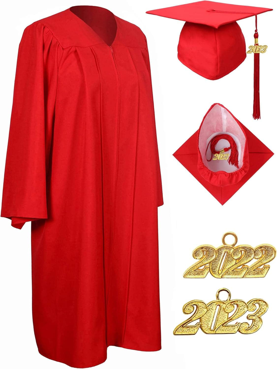 Matte Graduation Gown Cap Tassel Set 2023 & 2022 for College High School Graduates
