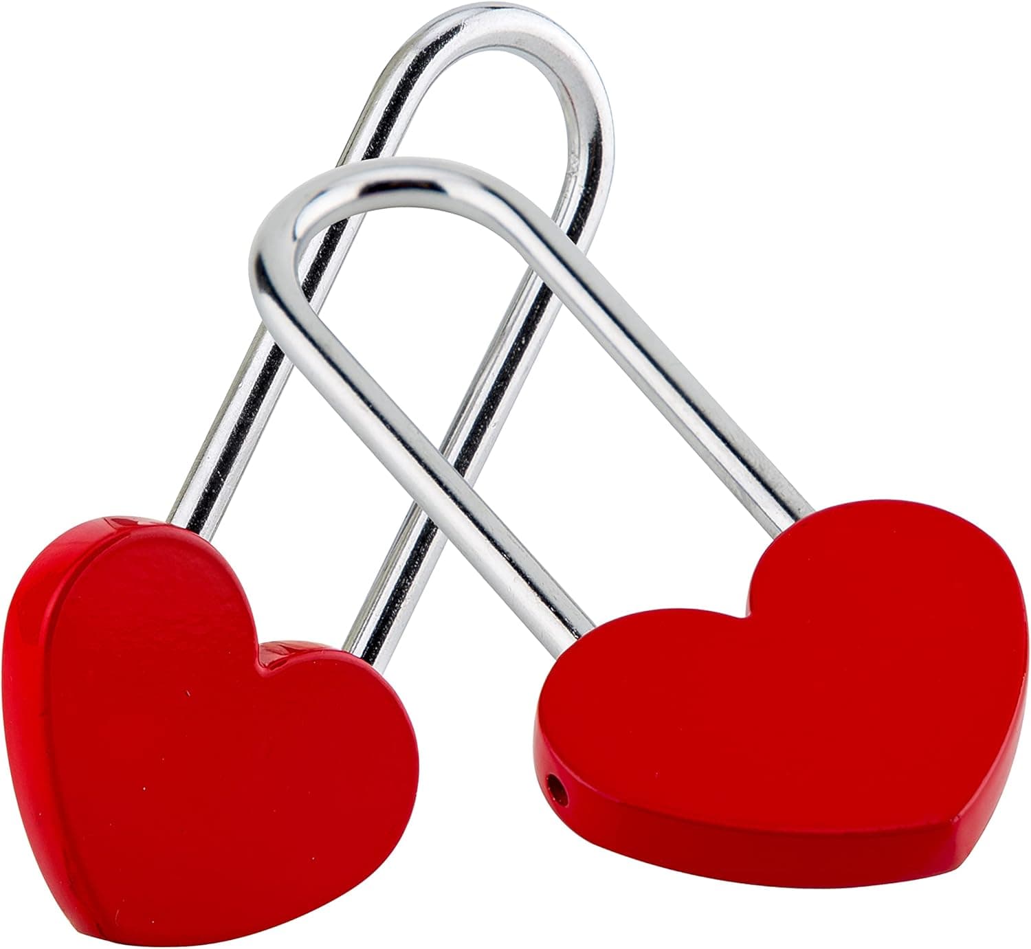 VeYocilk 2PCS 3.5" 50mm Love Lock Heart Padlock,Red Single Heart Wish Lock for Lovers Wedding,Valentines,Anniversary,Travel,New Year, Valentines Day(NO Key)