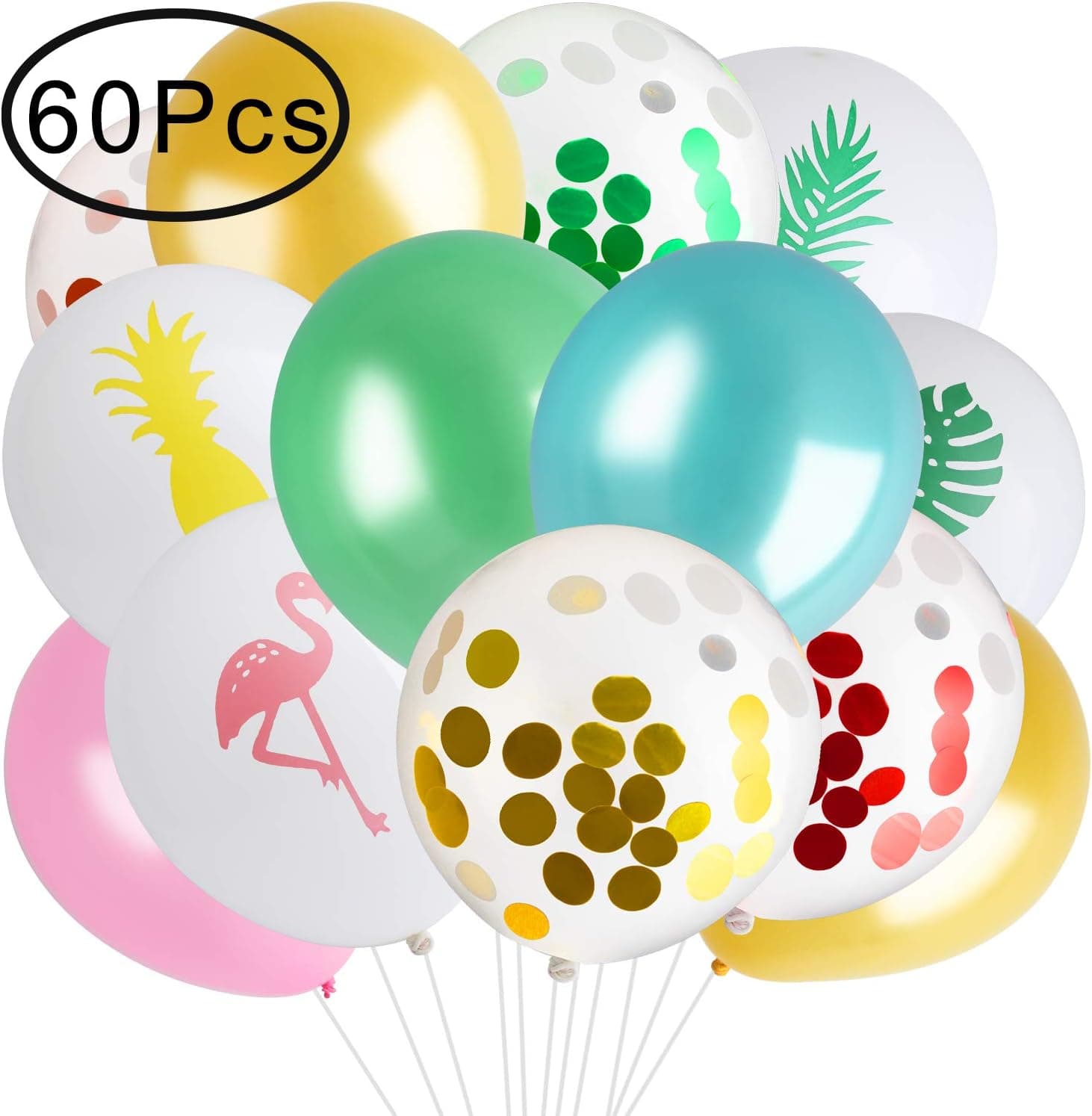 Standie 60 PCS Balloons for Tropical Printed Latex Balloons Colorful Balloon Decoration for Party Birthday Anniversary Wedding