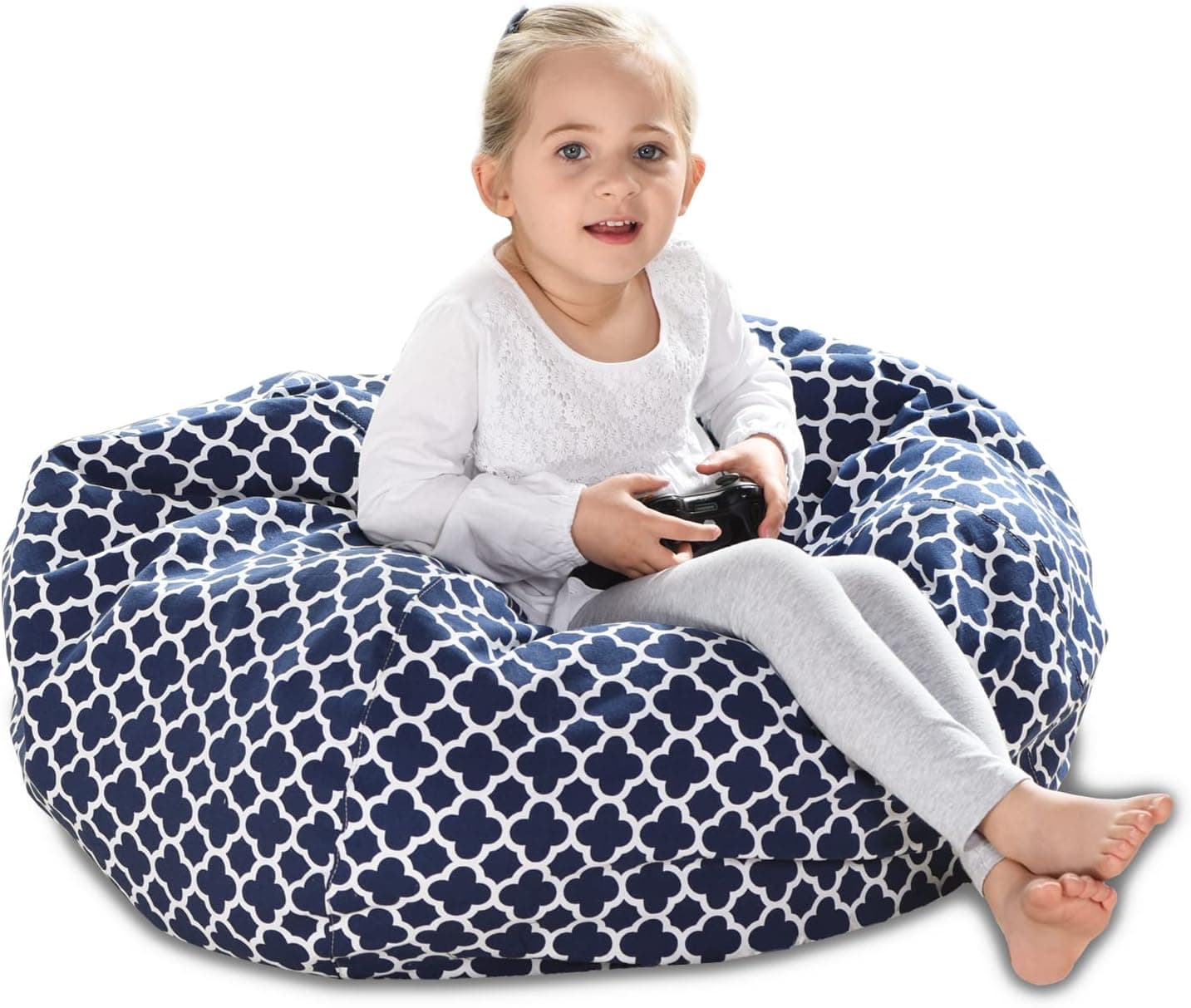 YuppieLife Kids Animal Storage Bean Bag Cover Extra Large stuff'n Sit(Just Cover, No Filling)|Toy Organizer|Carrying Handle|Available for Kids and Teenager|Cuddle Chair(38“,Leaf Clover)