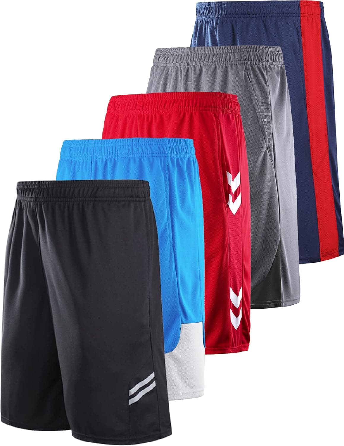 Liberty Imports Pack of 5 Men's Athletic Basketball Shorts Mesh Quick Dry Activewear with Pockets