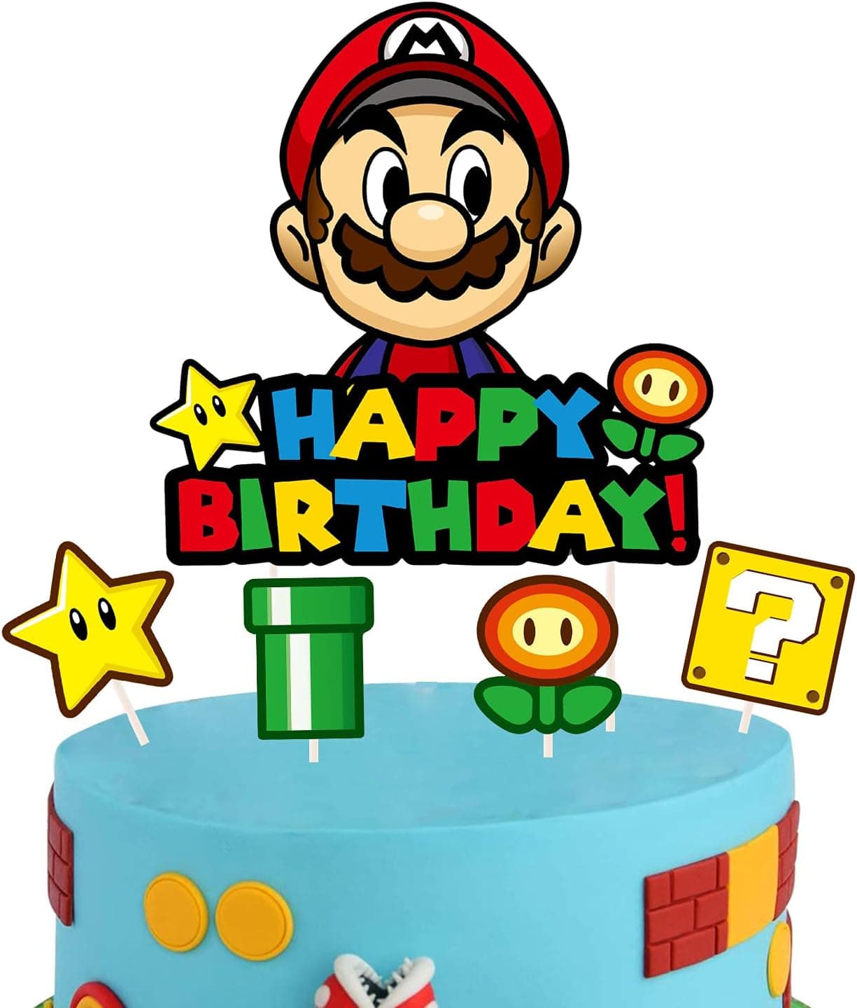 ZEADERS Mario Cake Topper Birthday Cake Cupcake Decorations Party Supplies Toppers for Mario Fans