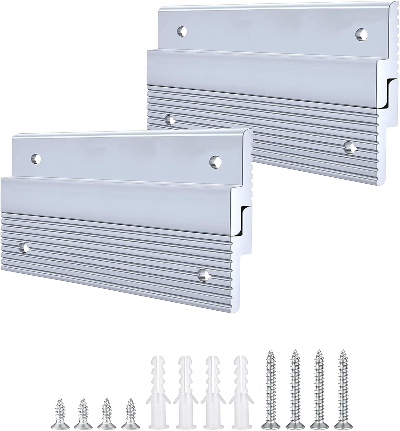 4'' French Cleat Picture Hanger, Heavy Duty Aluminum Z Clips with Screws, Interlocking Wall Mounting Brackets for Hanging Panel, Whiteboard, Cabinet, Shelf, Headboard, Art (2 Pairs, Support 50 lbs)