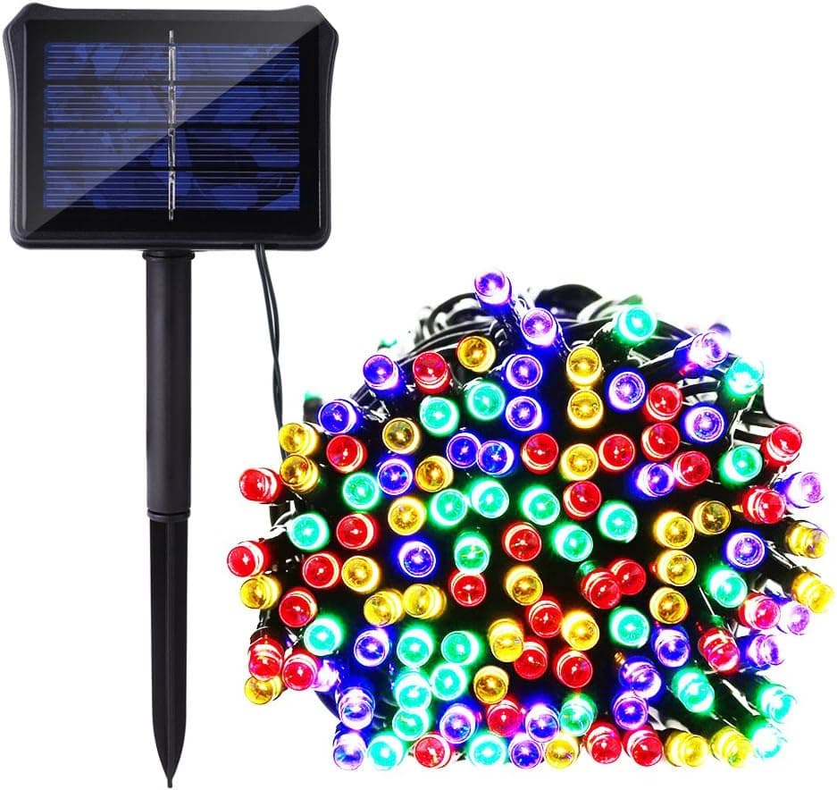 Icicle Dual Power String Lights Outdoor, 72 Ft 8 Modes 200 LED Waterproof Battery & Solar String Lights for Indoor/Outdoor, Garden, Patio, Fence and Holiday Decorations(Multi Color)