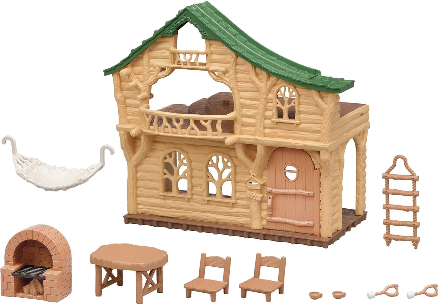 Calico Critters Lakeside Lodge Gift Set, Collectible Dollhouse with Figures, Furniture and Accessories, Pink