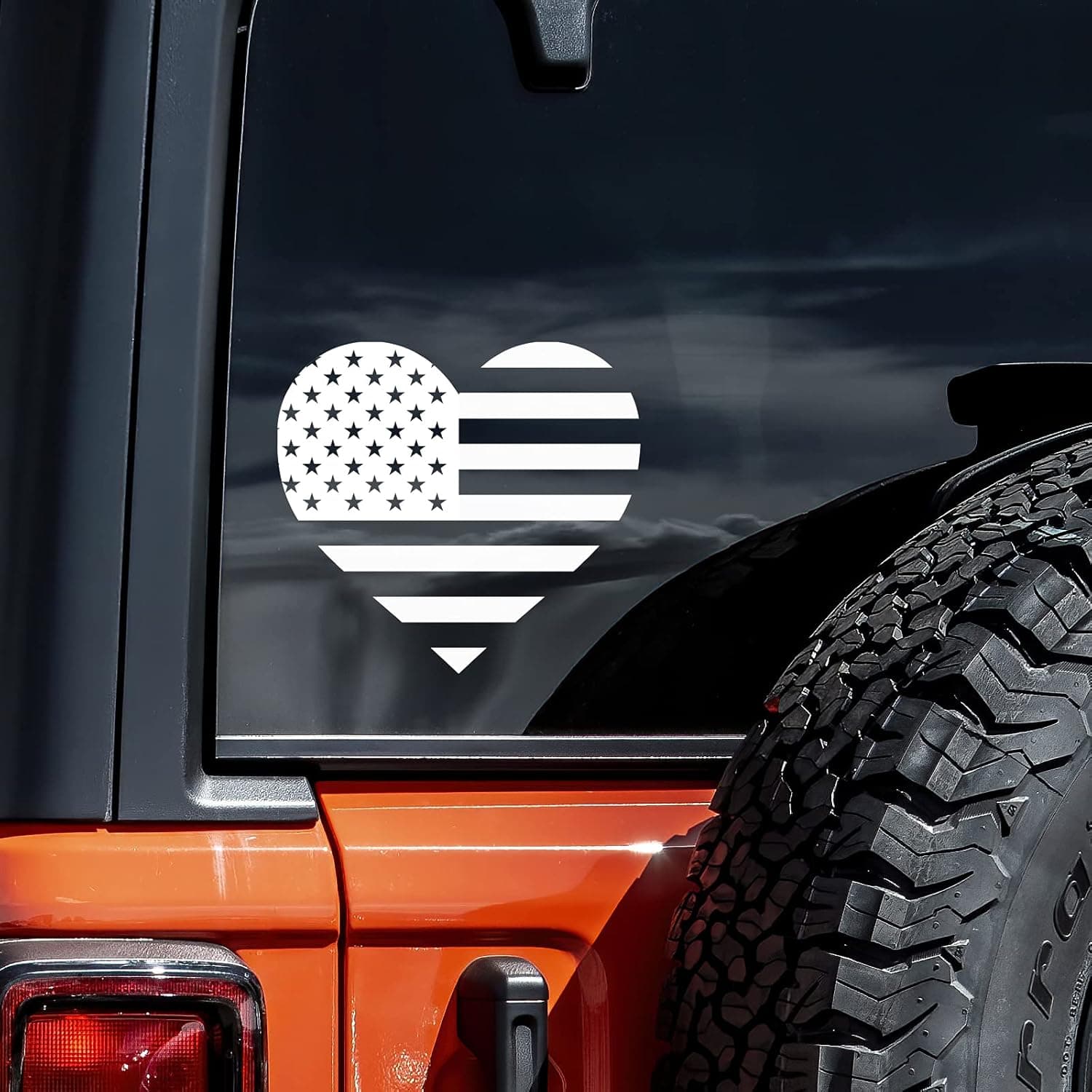 USA Flag Heart Decal Vinyl Sticker Auto Car Truck Wall Laptop | White | 6" x 5.5"