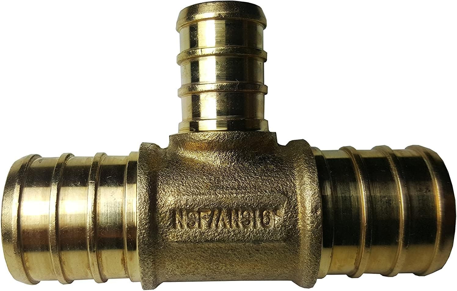 5 Pieces XFITTING 3/4'' X 3/4'' X 1/2'' Pex Reducing Tee, Crimp Tee - Brass, Pex B, 5 Packs, 1/2'' X 3/4''