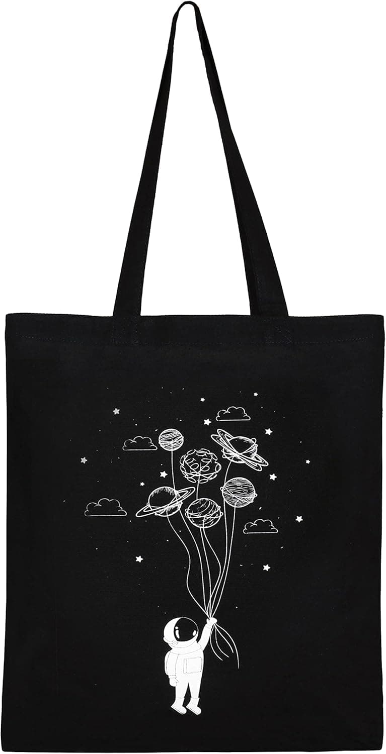 Eco Right Aesthetic Canvas Tote Bag for Women, Cute, Trendy & Reusable Cotton Bags for School, Shopping, Gym, Library and Beach, Perfect for Groceries, Gifts for Teachers