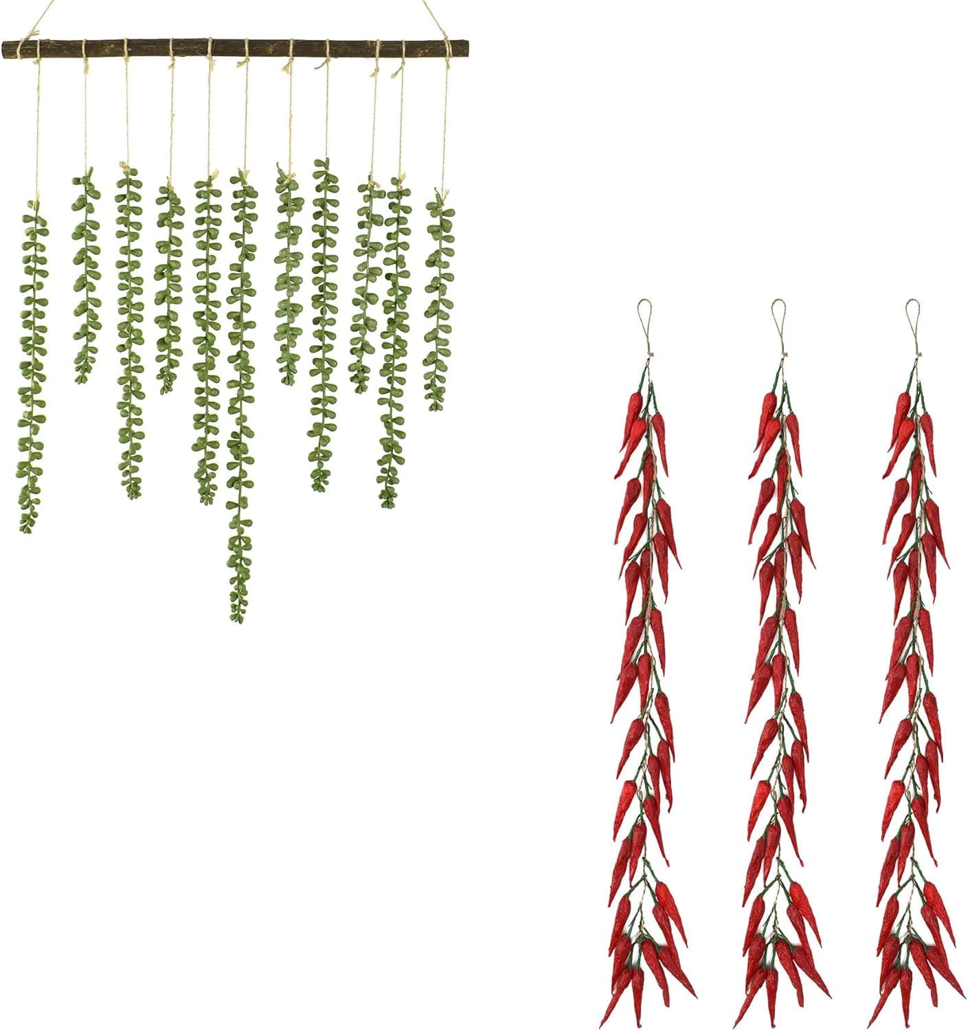 VIOCIWUO Artificial Red Peppers Succulent Plants Hanging Artificial Hanging Plants Decor Wall Apartment Home Decoration