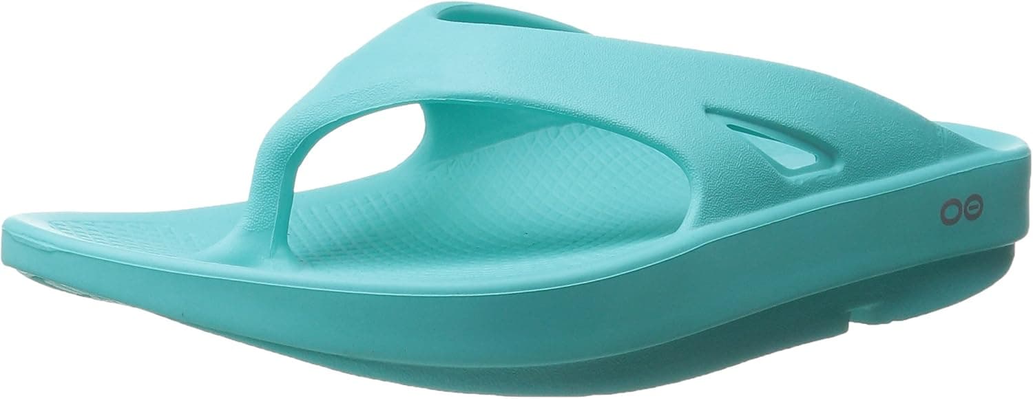 OOfos Unisex OOriginal Thong Flip Flop, Mint, 8 M US Women / 6 M US Men's