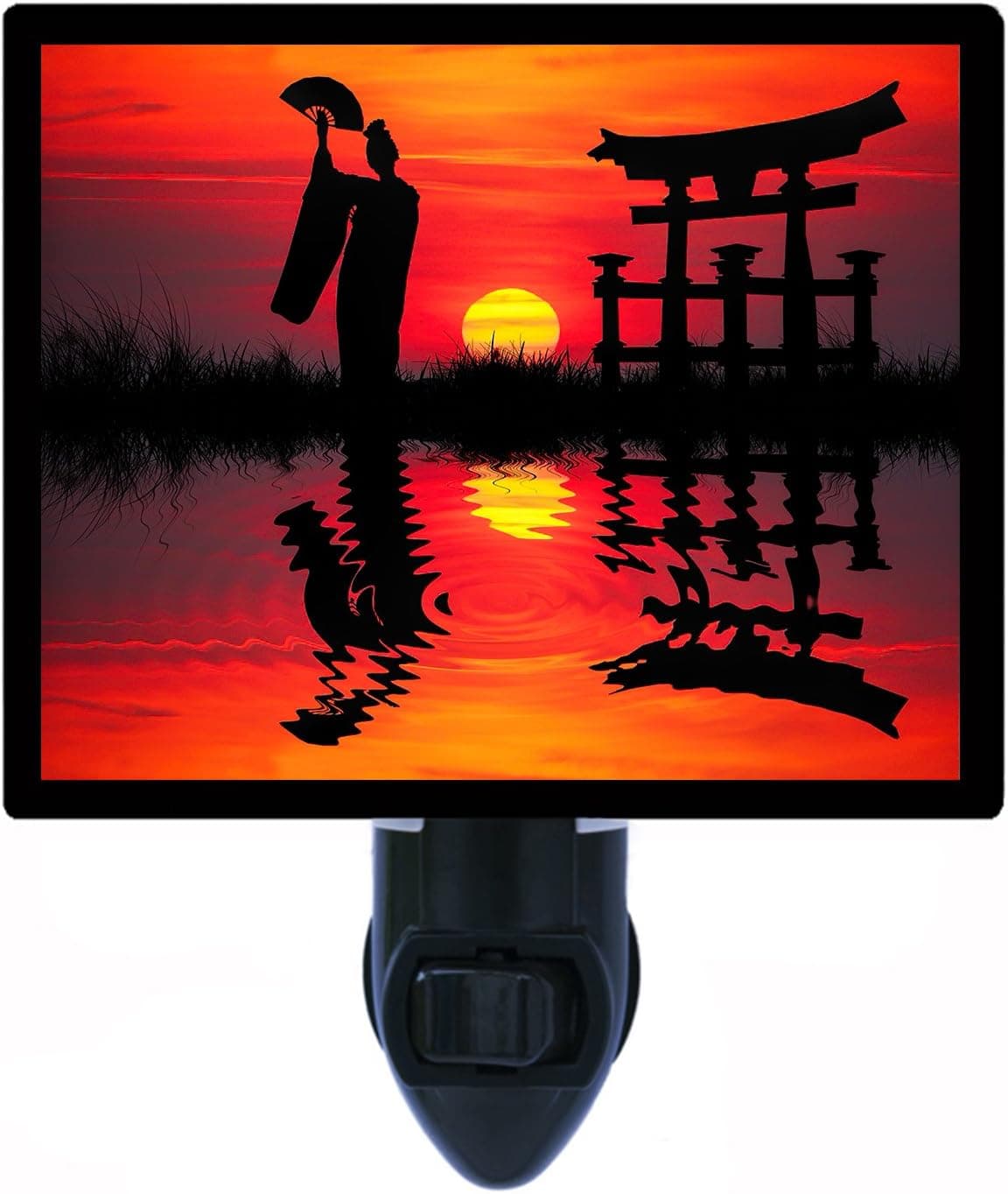 Night Light, Geisha Sunset, Asian Red Sillhouette, Cultural