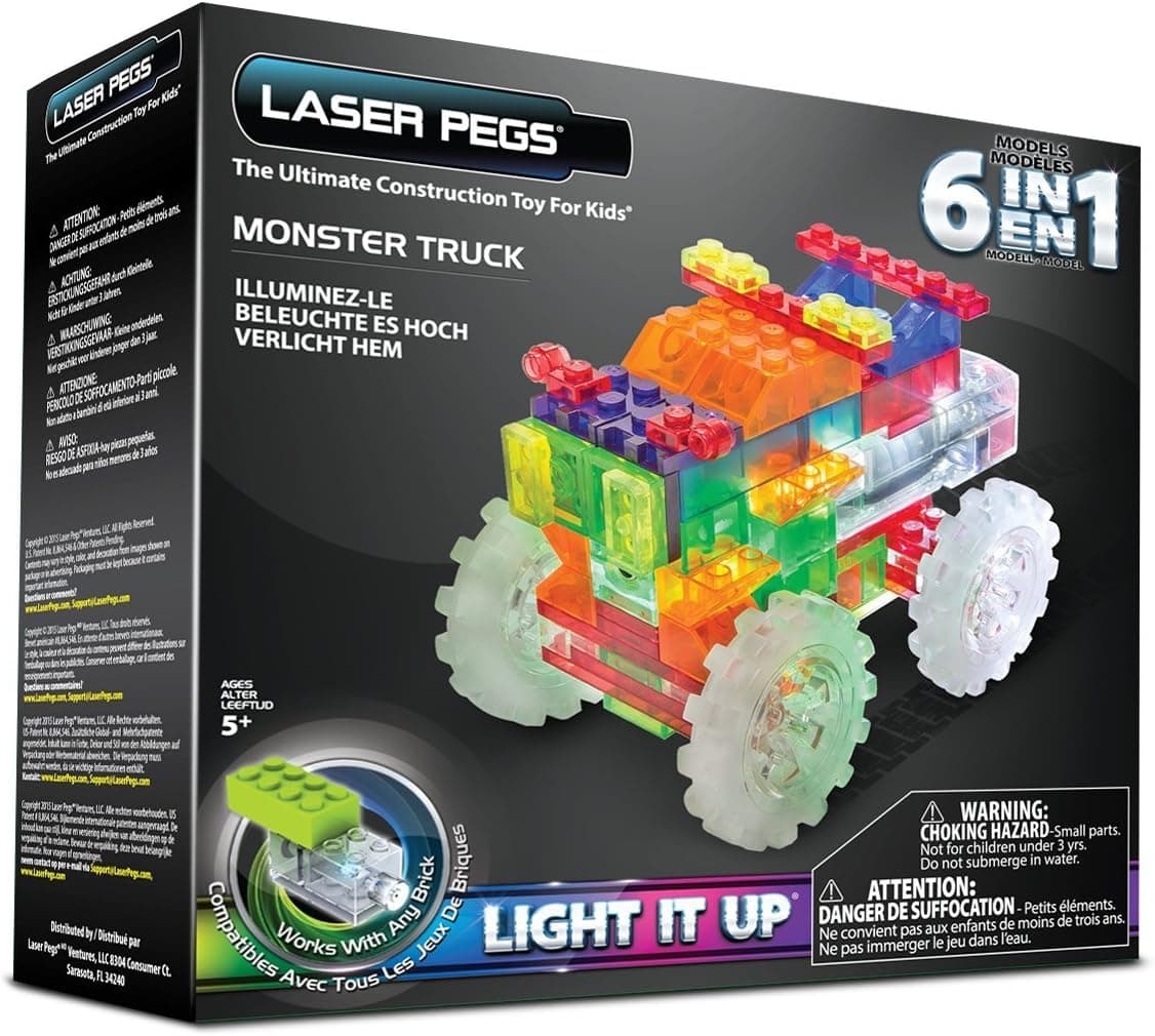 Laser Pegs 6-in-1 Monster Truck Building Set, 67 pieces