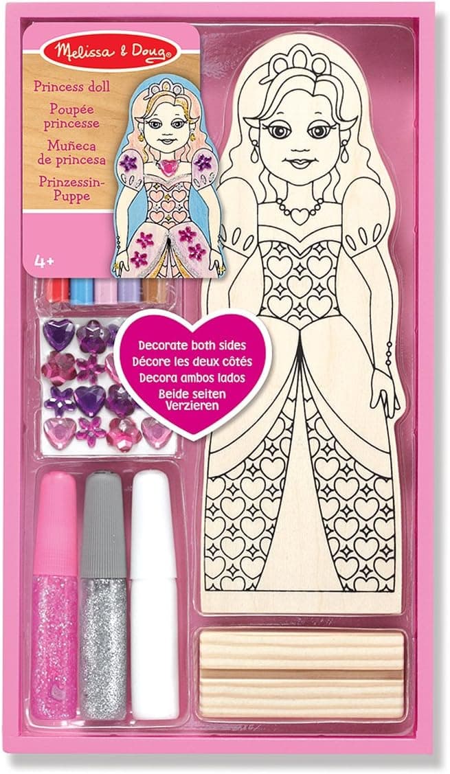 Melissa & Doug Decorate-Your-Own Wooden Princess Doll Craft Kit