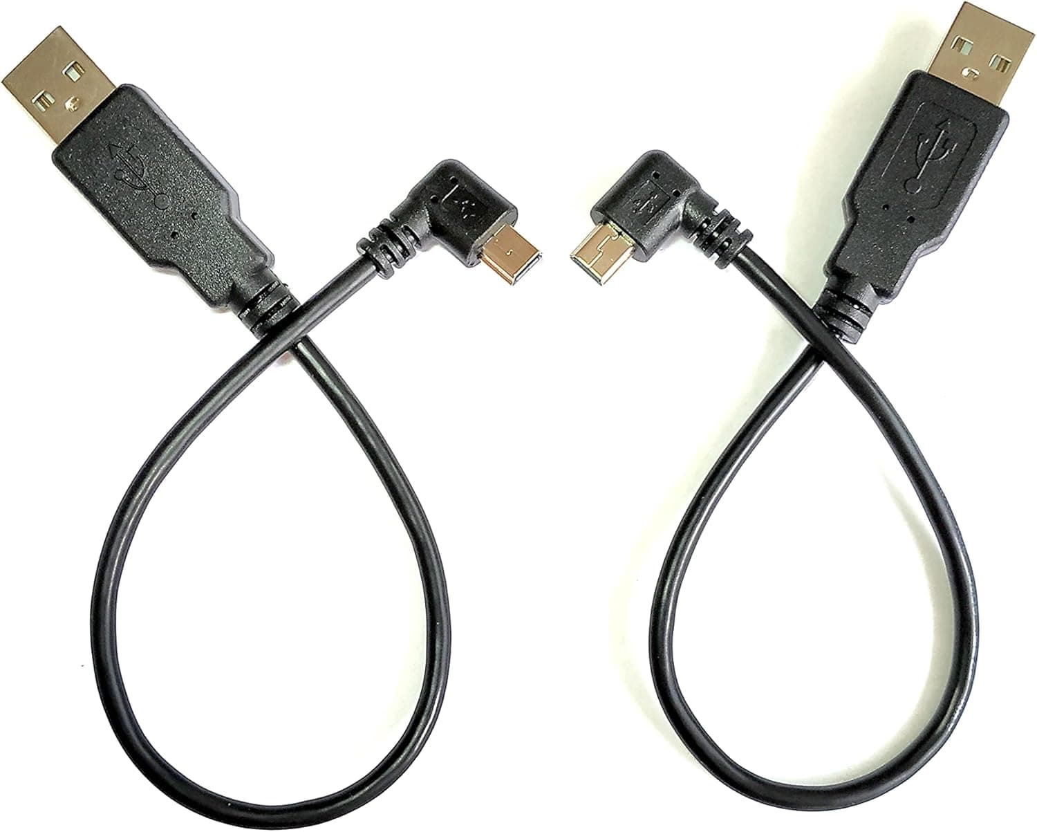 Meiyangjx Mini USB Cable 10Inch 2 Pack 90 Degree (Right Angle) Mini USB to USB 2.0 A Data Sync and Charge Cable (Left+Right)