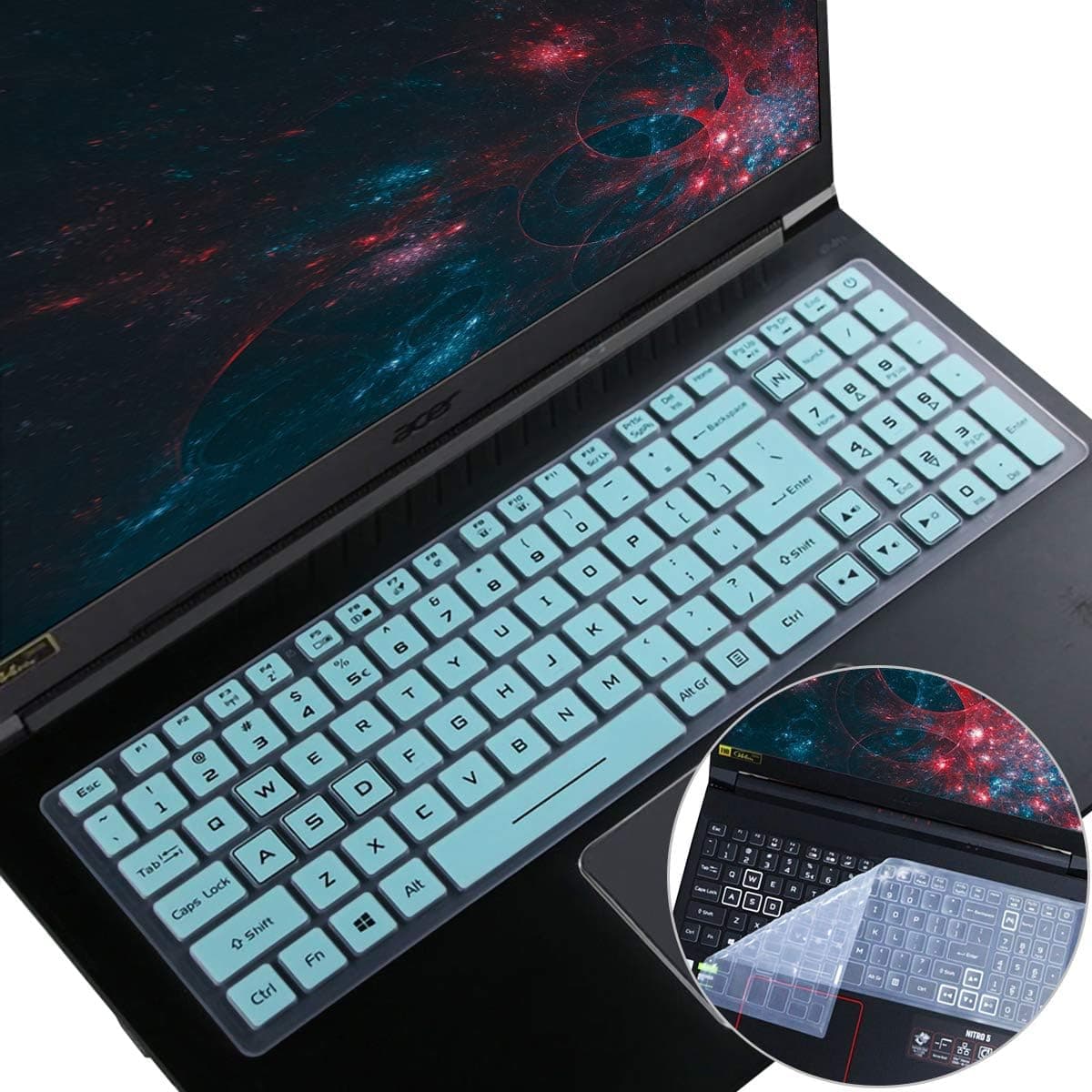 2PCS Keyboard Cover for Acer Nitro 5, Nitro 16 AN16-51/41, Nitro 17 AN17-51/41, Predator Helios 16 18 PH16-71 PH18-71, Predator Helios 300 PH315-55/54/53 PH317-53/54, Nitro 5 AN515-58/57/56/55//45/44