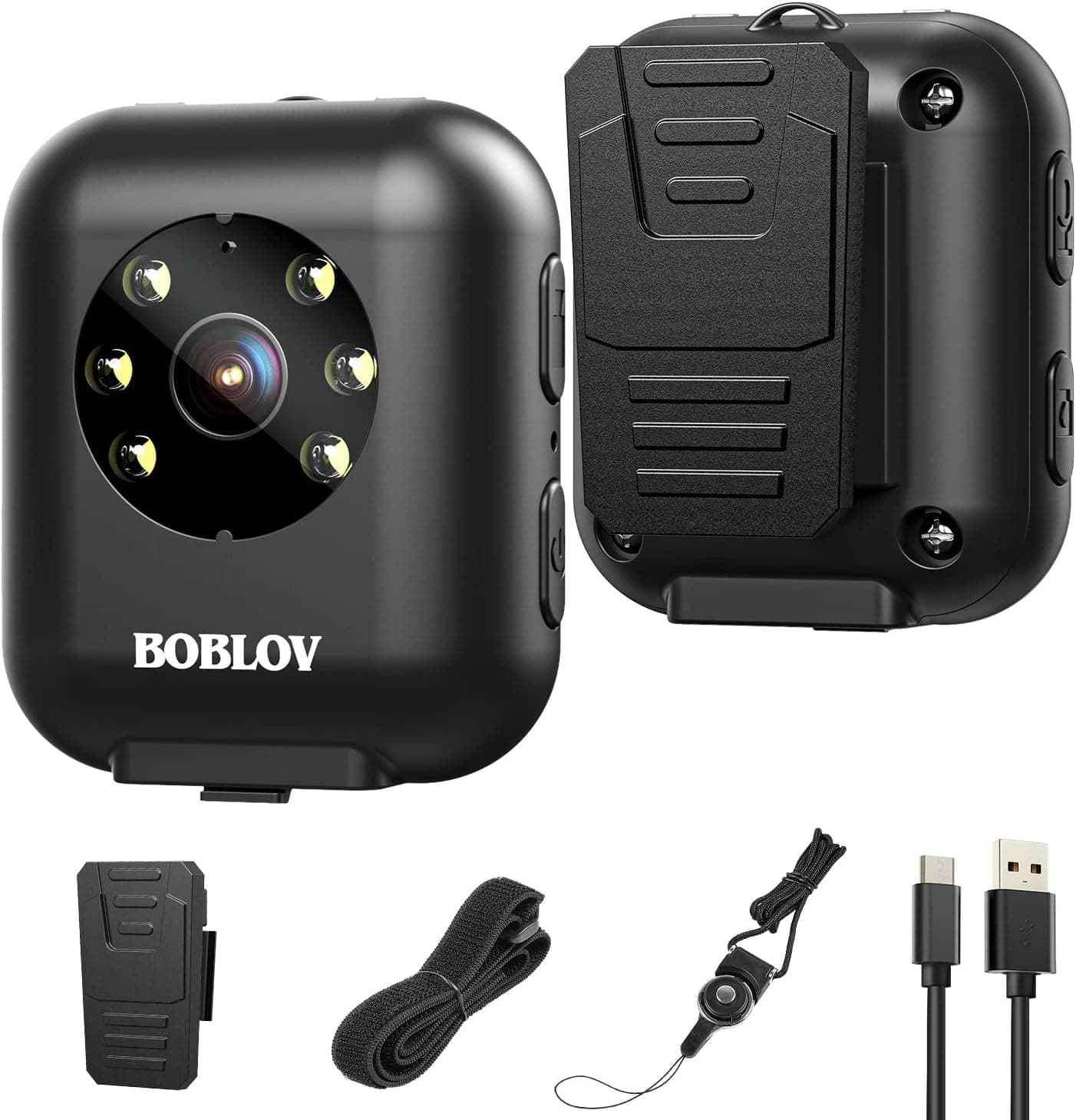BOBLOV W4 Body Worn Camera, 64GB 1080P Video Camera, Expand Memory, 950mAh Battery for 5hours Video Shooting, Time&Date Stamp Supported, for Head Mounted with Strap and Short Clip