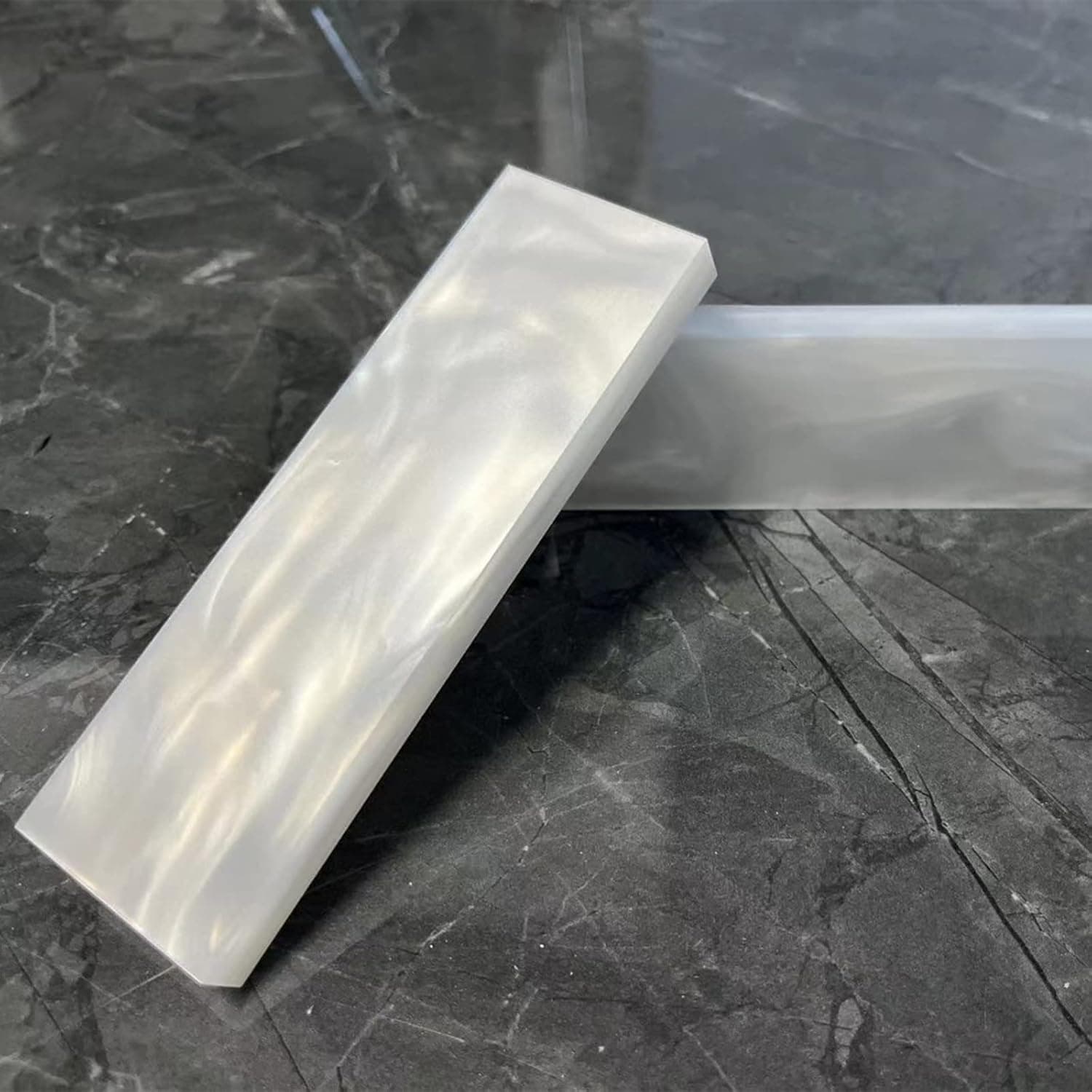 YEEYOUNG Knife Handle Material Acrylic Pearl Shell Plate High Gloss Resin Blanks Slab Suitable for Knife Handle Gun Grips DIY Tool - White Pearl - 2/Pack