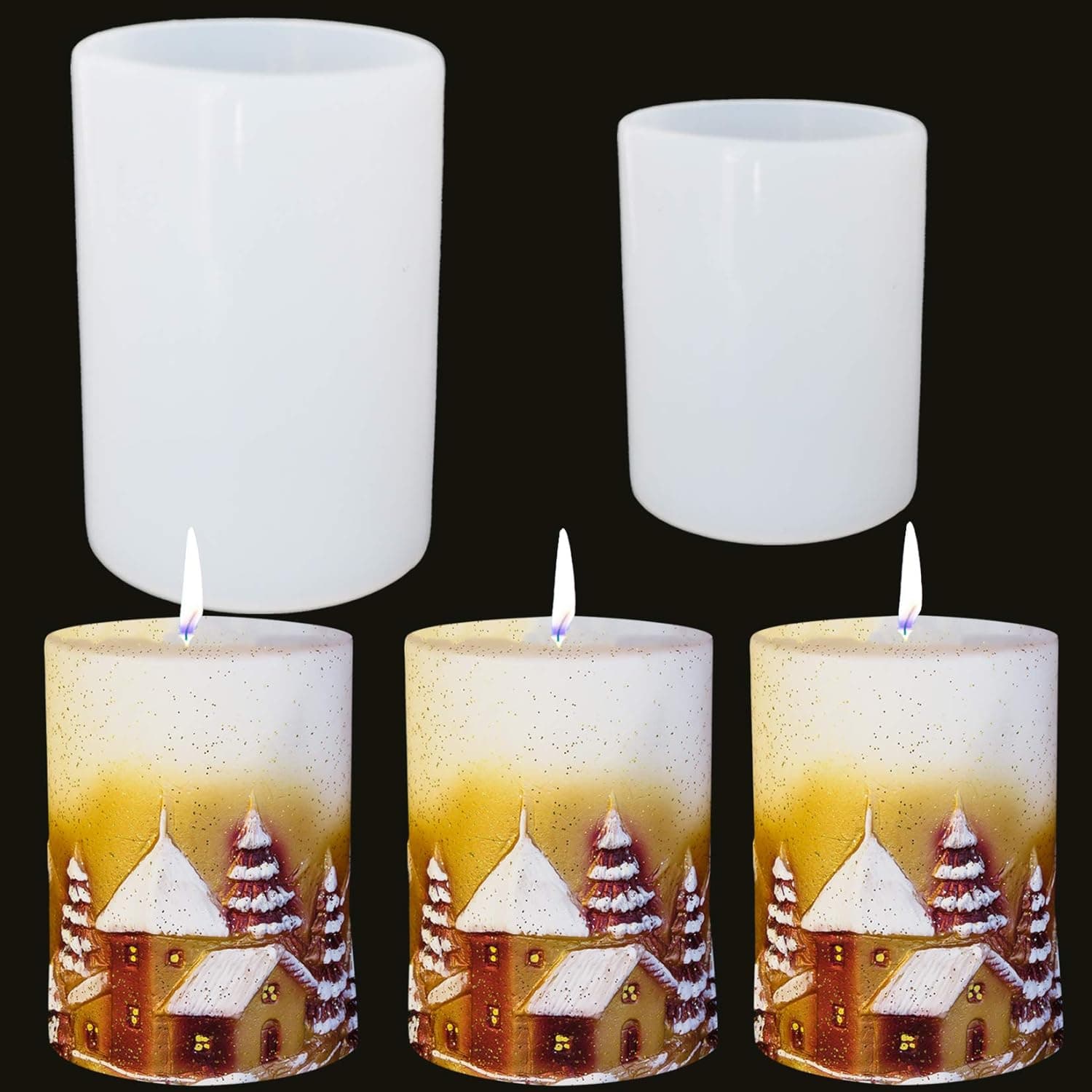 Candle Molds for Candle Making, Cylinder Pillar Candle Mold Silicone Candle Mold for Epoxy Resin Candle Wax Molds for Casting Soaps DIY Crafting (2 pcs)