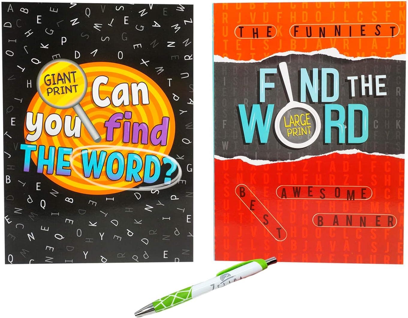 80 Page Word Search Word, Find The Word Puzzle Books with Pen | Large Print Puzzle Booklets with Pen (2 Pack)