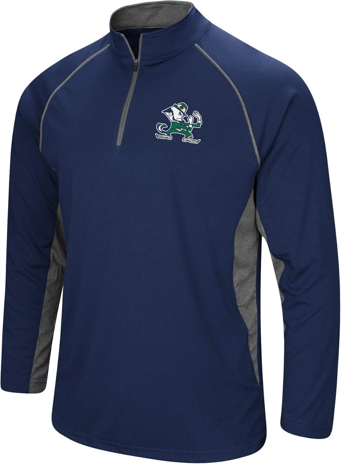 Colosseum Men's NCAA-Rival-1/4 Zip Pullover Windshirt-Notre Dame Fighting Irish-Navy with Leprechaun, X-Large