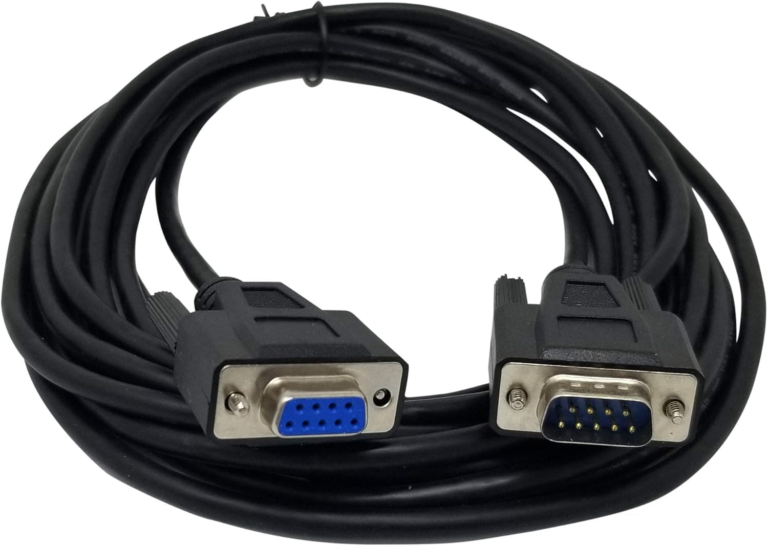 YCS basics Black DB9 9 Pin Serial / RS232 Male/Female Extension Cable (15 Ft)