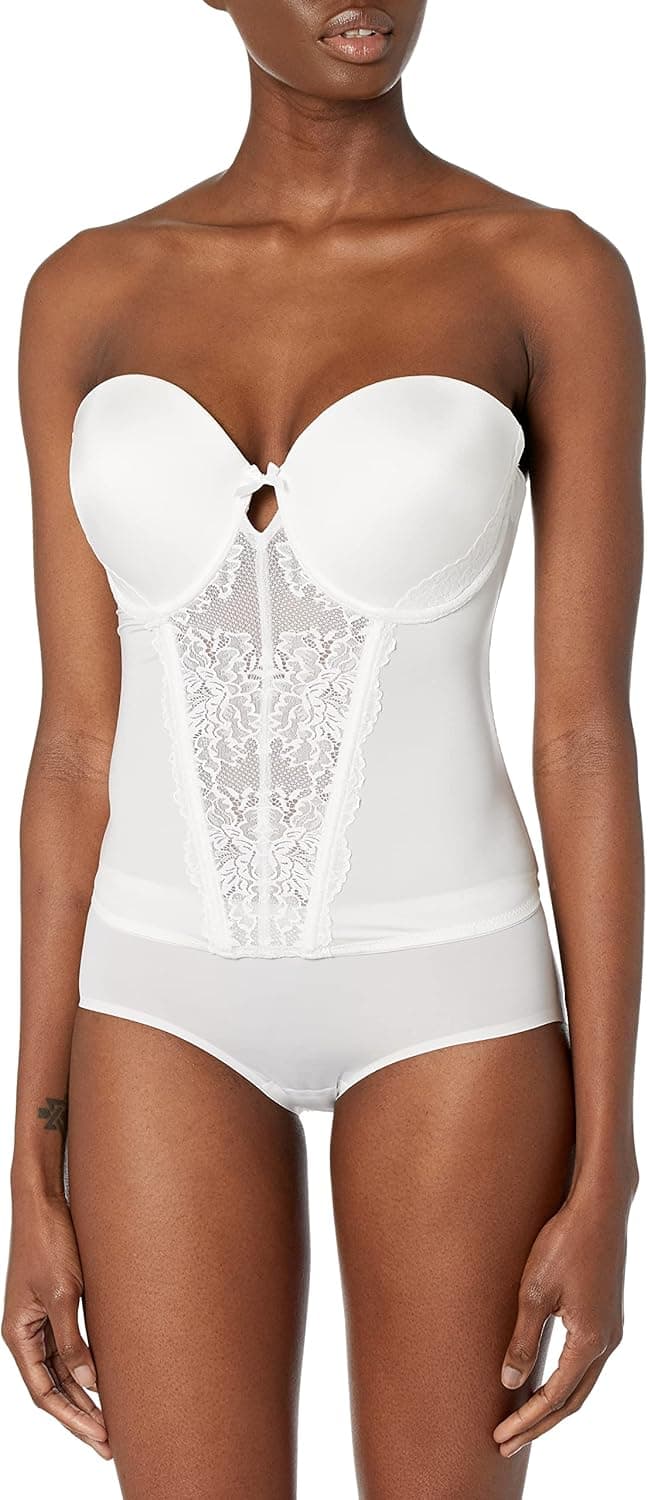 Maidenform womens Floral Lace Strapless Push-up Bustier