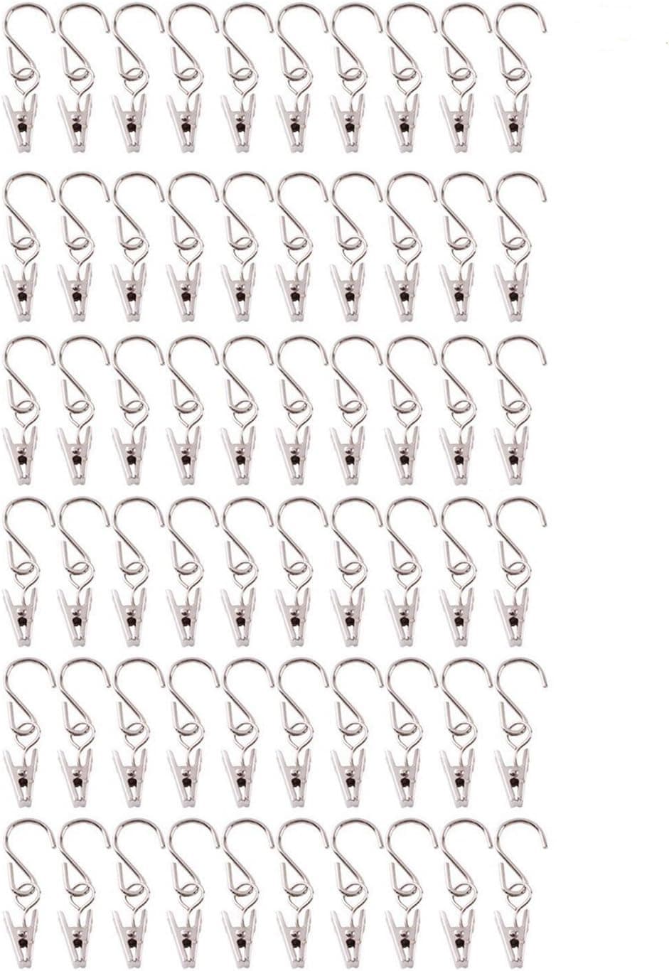 60 Pack Party Light Hanger Multifunction Clamp Hooks Hanger Clips for String Party Lights Shower Curtain Rings Outdoor Activities Wire-Party Supplies