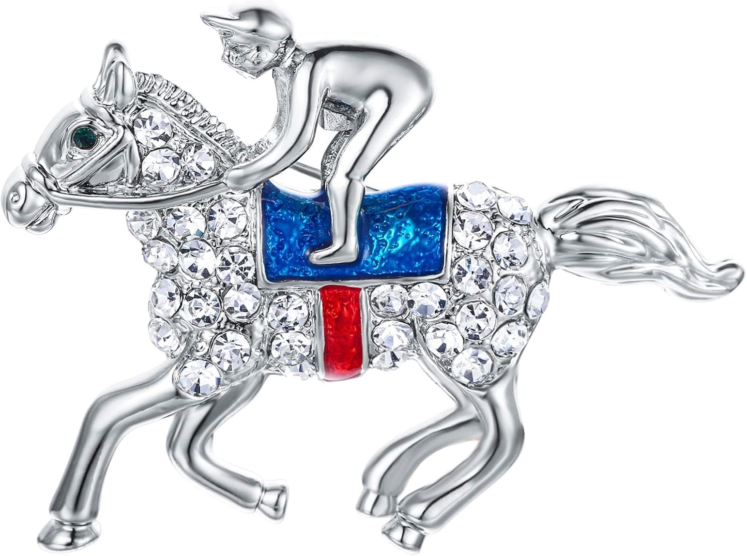 EVER FAITH Austrian Crystal Gorgeous Horse Animal Saddlemen Cowboy Brooch