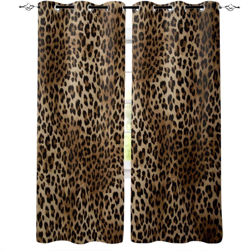Window Curtain Panels Drapes with Grommet Top Window Treatment for Bedroom Living Room,Leopard Print 2 Panels 27.5x39 Inch