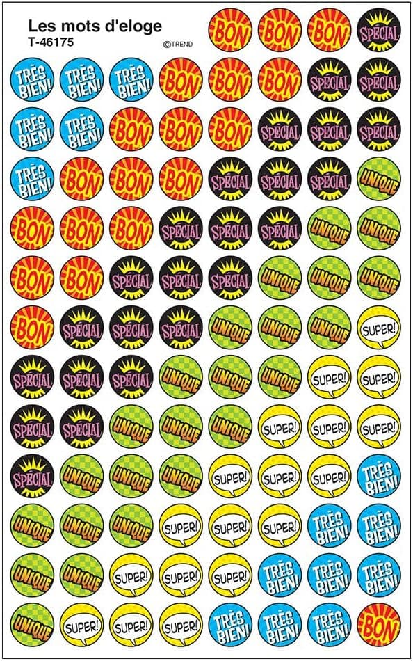 Les Mots d'eloge (French Praisers) superSpots Stickers
