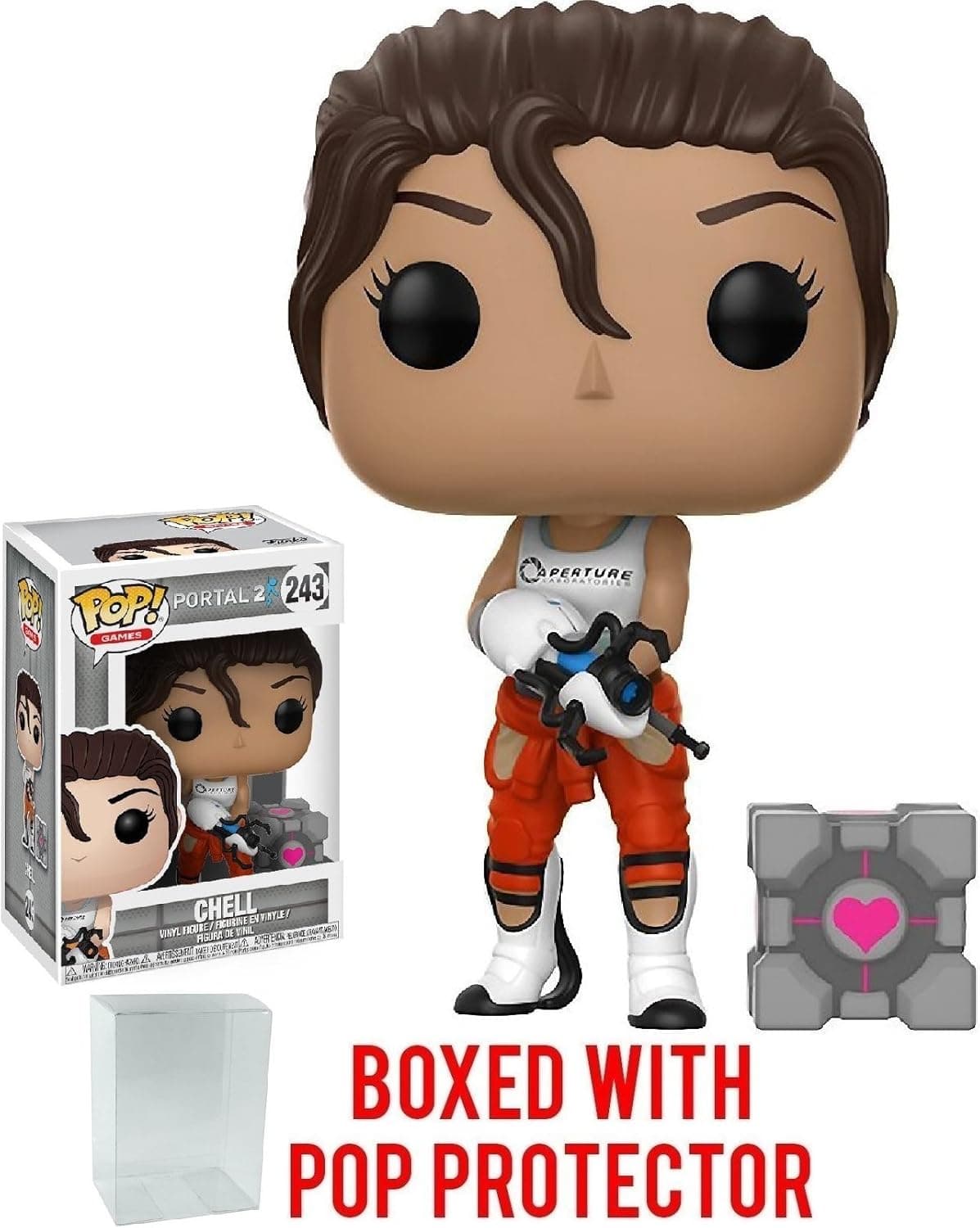 Funko Pop! Games: Portal 2 - Chell with Portal Gun Vinyl Figure (Bundled with Pop BOX PROTECTOR CASE)