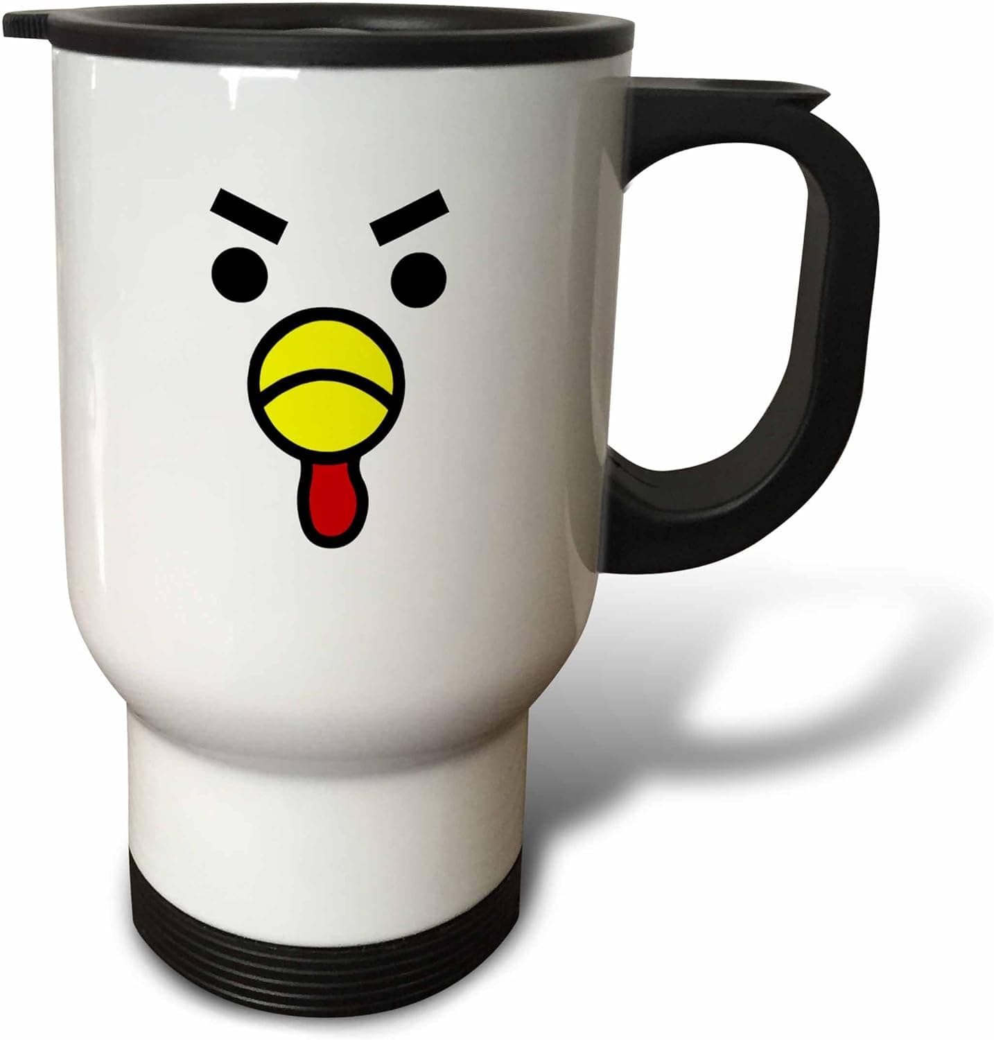 3dRose Cute Angry Chicken Face Stainless Steel Travel Mug, 14-Ounce