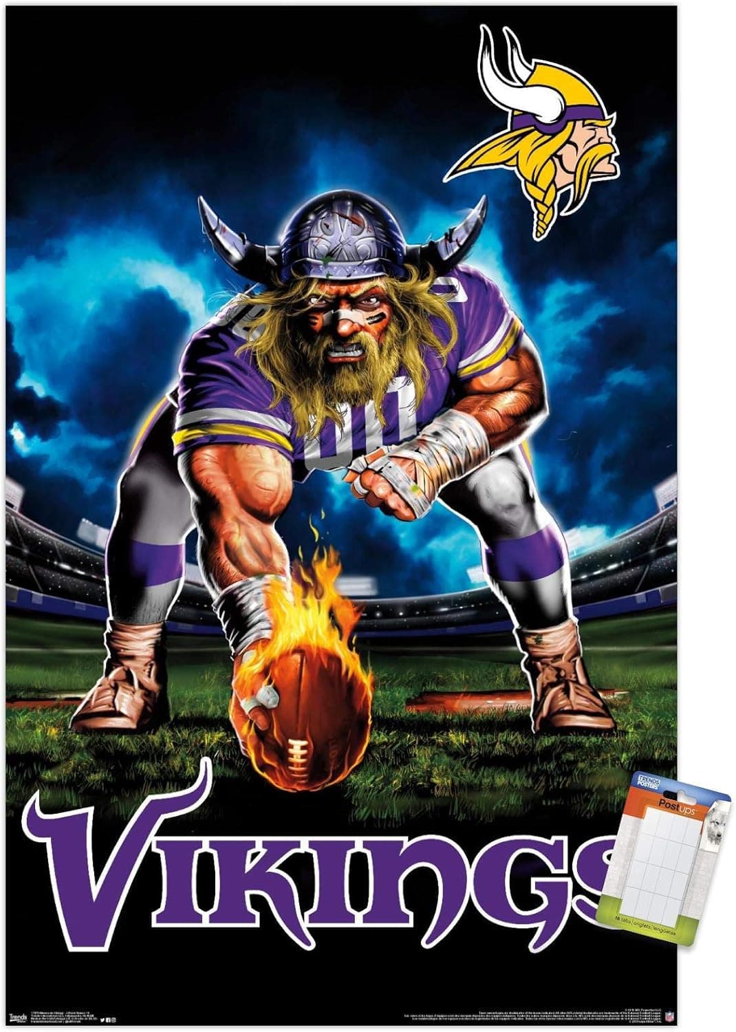 Trends International NFL Minnesota VIkings - 3 Point Stance 19 Wall Poster, 22.375" x 34", Poster & Mount Bundle