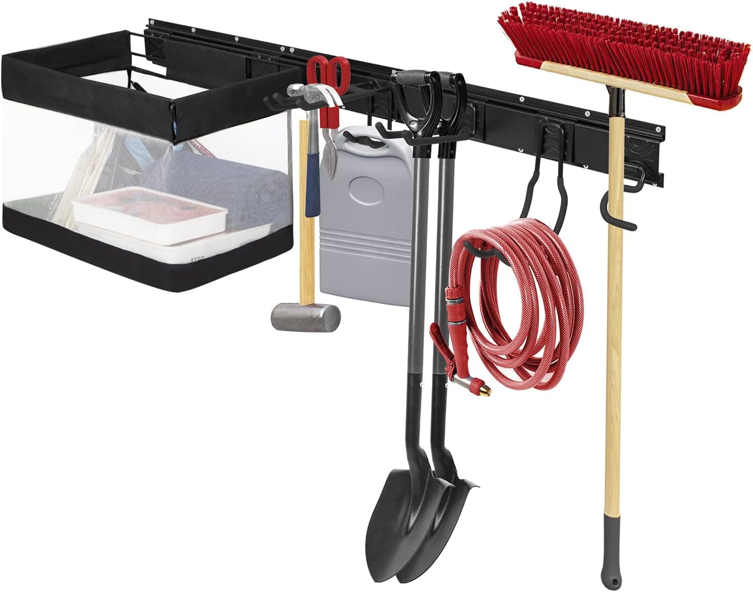 TIDIHAUSET Garage Storage Tool Organizer with Basket, Wall Mount Adjustable Storage System, Tool Organizer Busket & Garage Storage, Heavy Duty Steel Qualifed for Garage Space Organization.