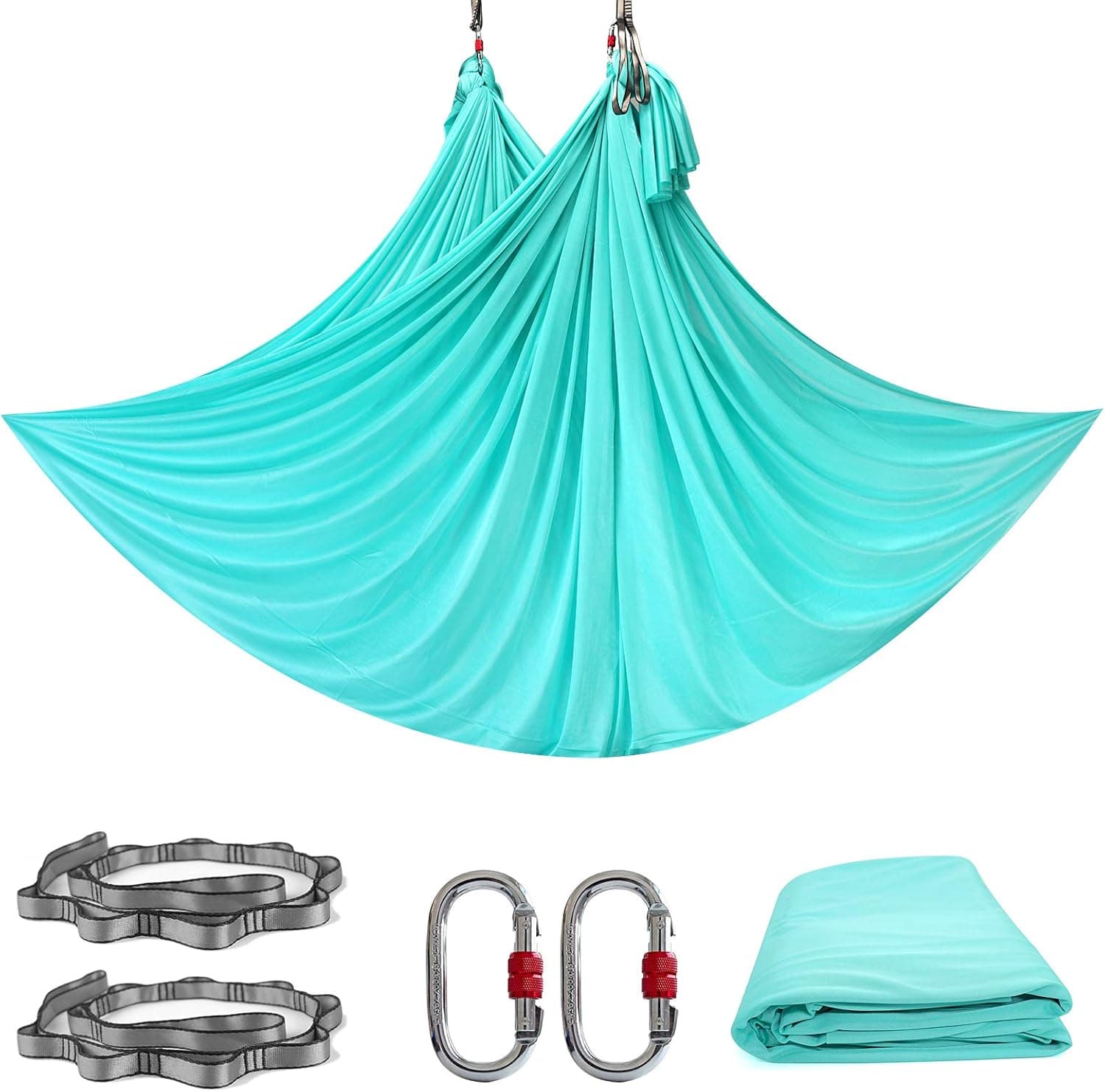 PRIOR FITNESS 5M Aerial Yoga Hammock Yoga Swing Set Premium Nylon Aerial Silk Fabric Yoga Strap Accessory with Carabiner, Daisy Chain for Bodybuilding,Workout, Indoor, Outdoor
