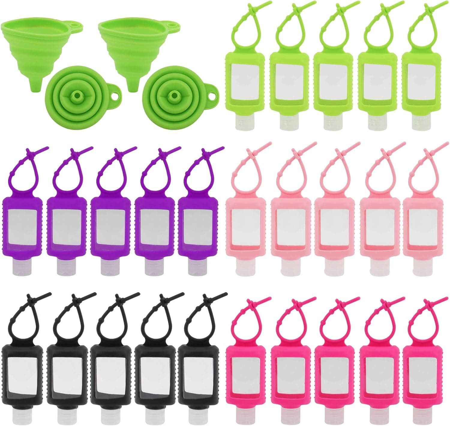 Finderomend 20 Pack Travel Plastic Clear Bottles with Silicone Sleeve Transparent Leakproof Multi-function TSA Approved Empty Clear Squeeze Flip Cap Containers for Backpack,School,Camping(60ml/2oz)