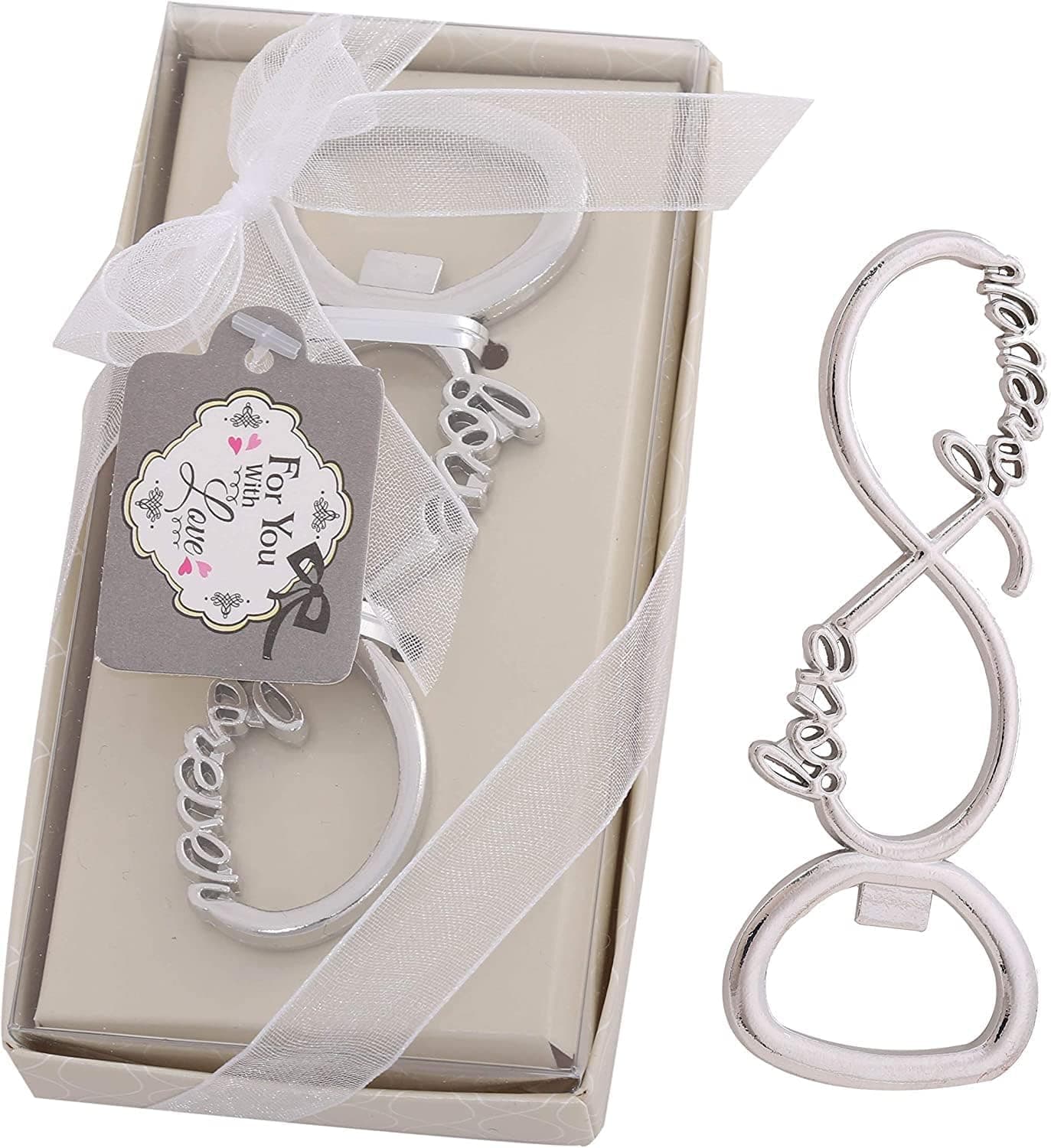 Pack of 16 Bottle Openers Wedding Party Favors for Guests Party Decorations, Birthday Sliver Wedding Anniversary Bridal Shower Souvenirs Bottle Opener (Sliver Love, 16)