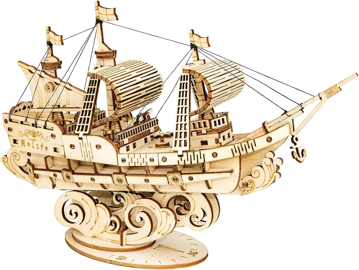 Rolife 3D Wooden Puzzle Wood Ship Model Gift for Kids Adults(Sailing Ship)