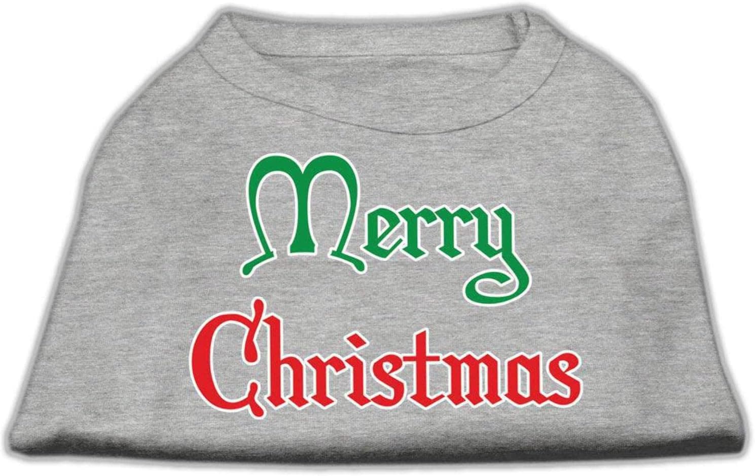 Mirage Pet Products 14-Inch Merry Christmas Screen Print Shirts for Pets, Large, Grey