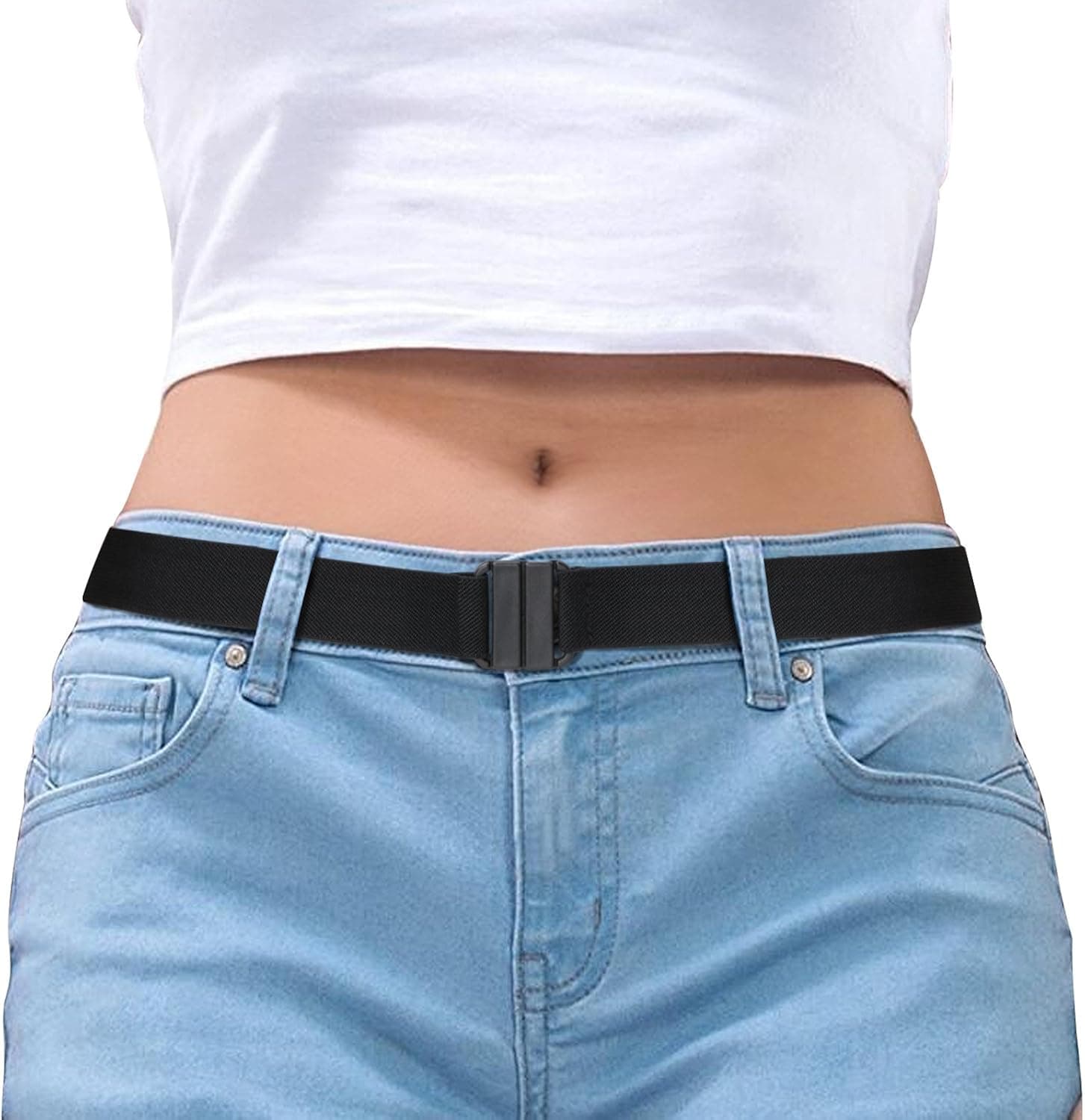 SUOSDEY Women Invisible Belt, Comfortable Adjustable Stretch No Show Belt with Flat Buckle