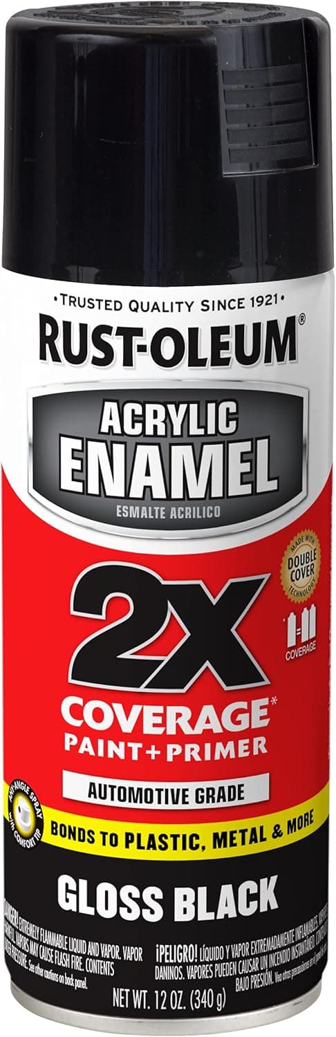 Rust-Oleum 271903 Acrylic Enamel 2X Spray Paint, 12 oz, Gloss Black