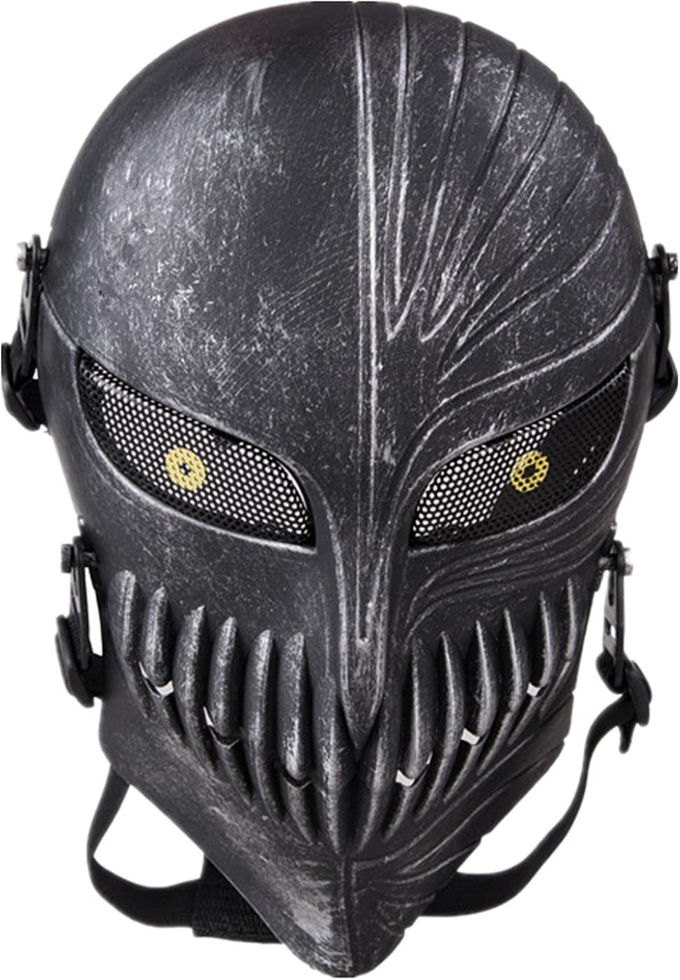TECH-P Death Skull Mask Mask - Scary Ghost Mask for Halloween - Silver and Black Cosplay Mask
