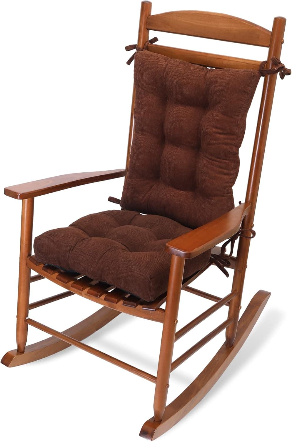 Tromlycs Indoor Rocking Chair Cushion for Rocking Chair Pads Back and Seat Sets with Ties 2 Piece Brown