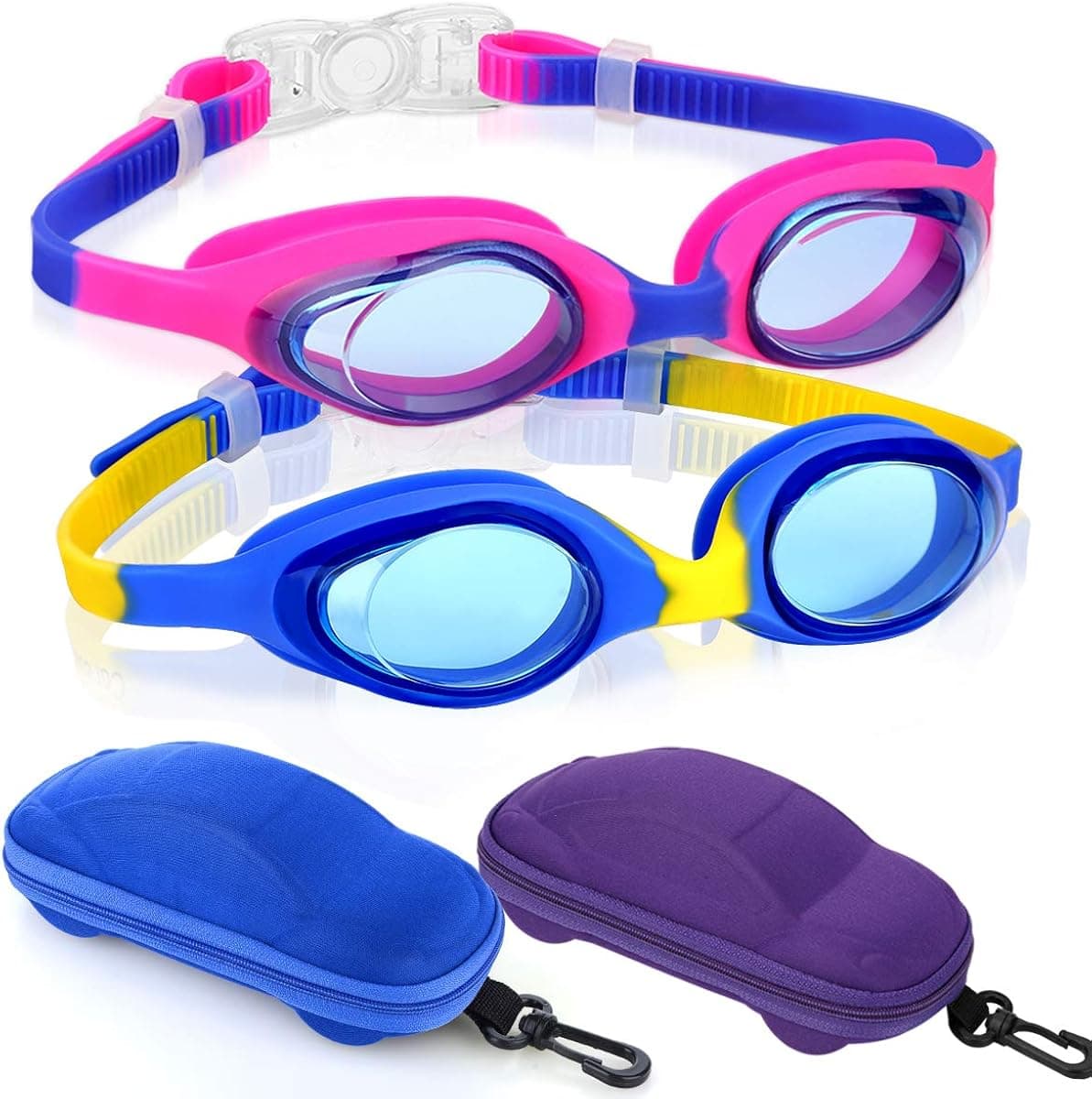 Careula 2 Pack Kids Swim Goggles, Swimming Goggles Anti-fog Water Pool Glasses for Kids Girls Boys Toddlers Child Age 2-12