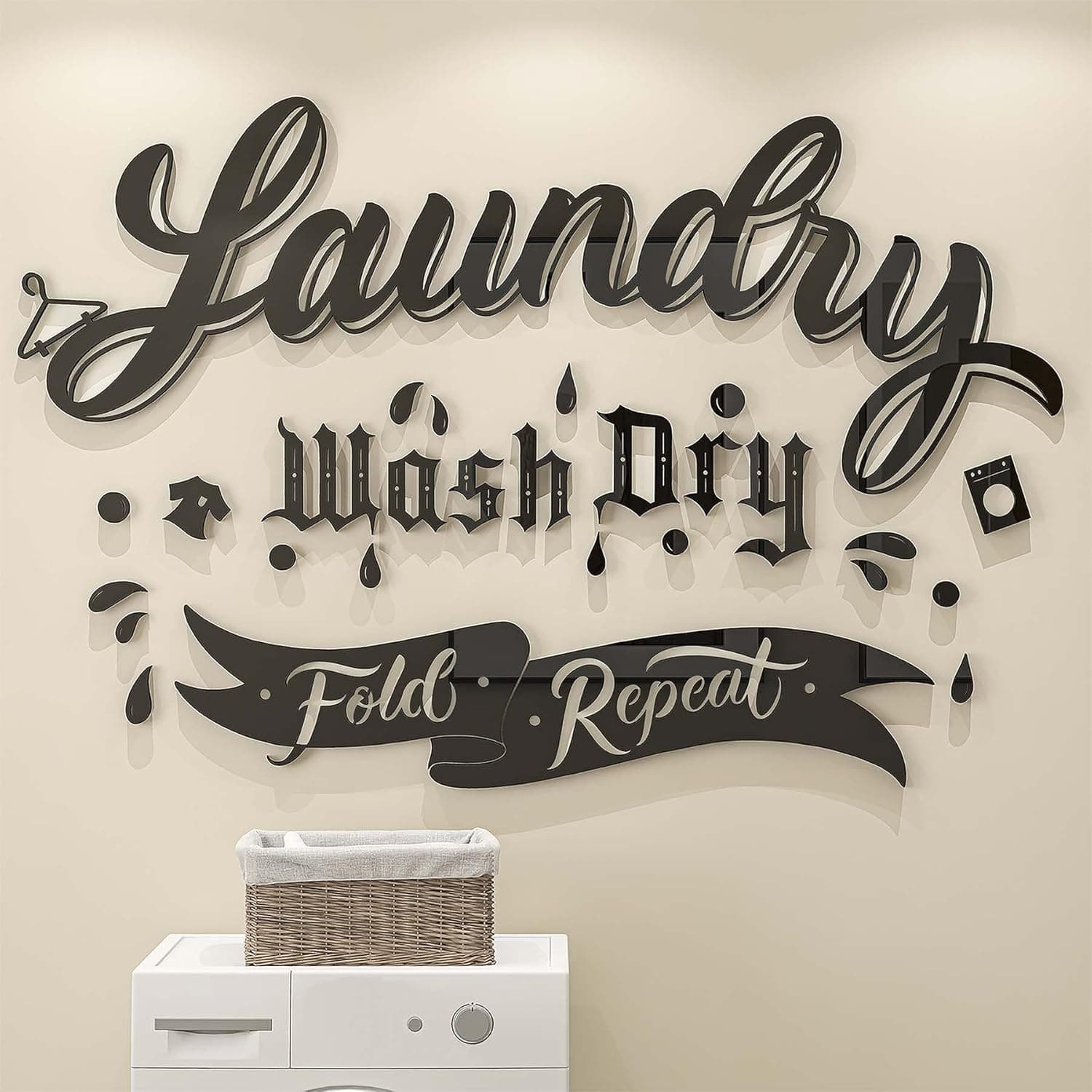 DecorSmart Laundry Room Decor Sign Farmhouse Laundry Sign Wall Decor 139 (Black)