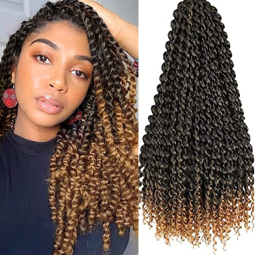 8 Packs Passion Twist Hair 18 Inch Passion Twist Crochet Hair For Black Women Water Wave Crochet Braiding Hair Extensions (1B/27)