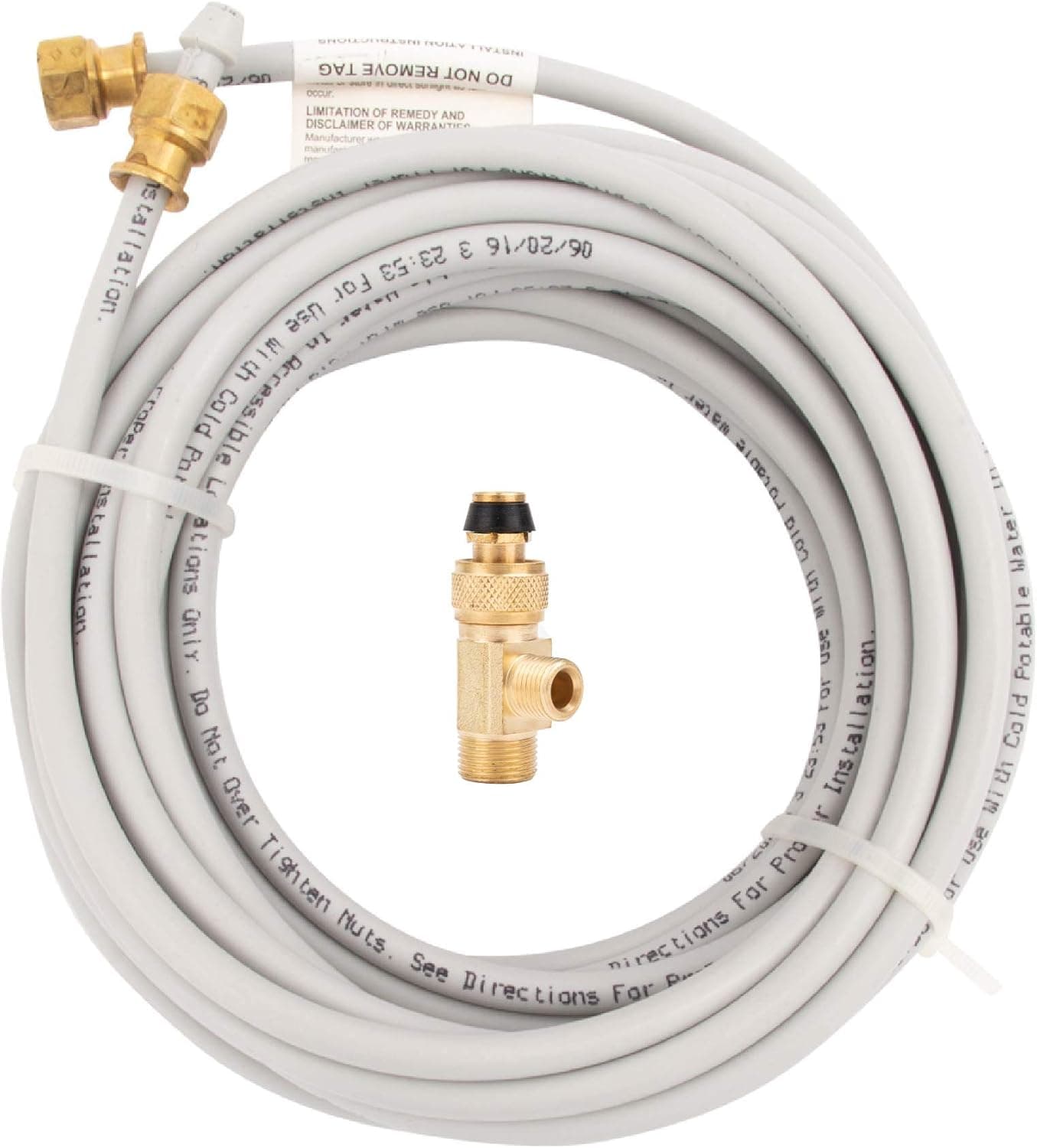 Ice Maker Installation Kit 25 Feet of PEX Tubing for Appliance Water Lines with Stop Tee, 1/4" Compression Fittings, for Potable Drinking Water