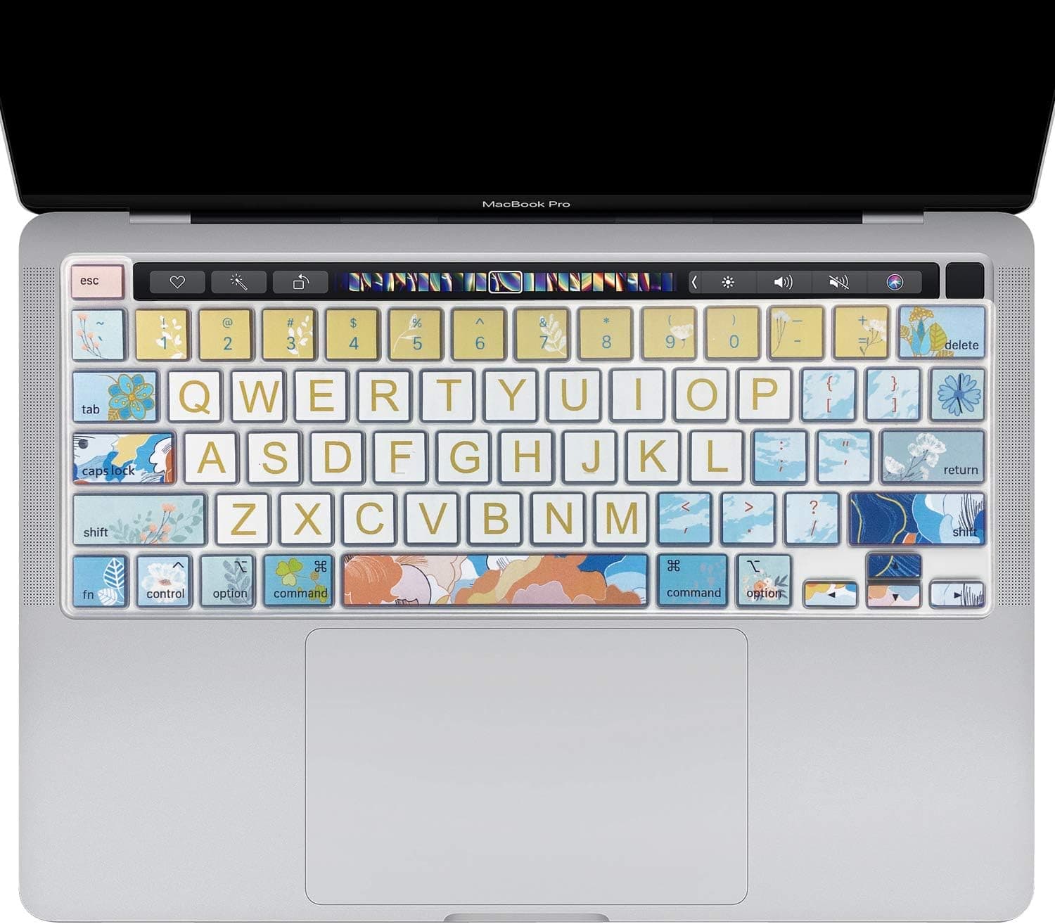 SANFORIN Silicone Keyboard Cover Skin for 2020 MacBook Pro 13"(Model:A2338/A2289/A2251)/2019 2020 MacBook Pro 16 inch(Model: A2141) with Touch Bar&Touch ID Keyboard Protective Skin, Litter Flowers