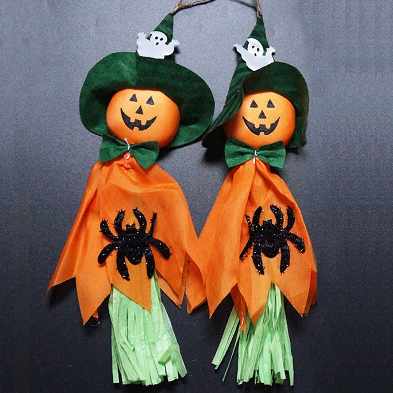 SOARRUCY Halloween Decorations Hanging Ghost, Pumpkin Ghost Straw Windsock Pendant for Indoor Outdoor Background Decoration, Patio Lawn Garden Party and Holiday Decorations